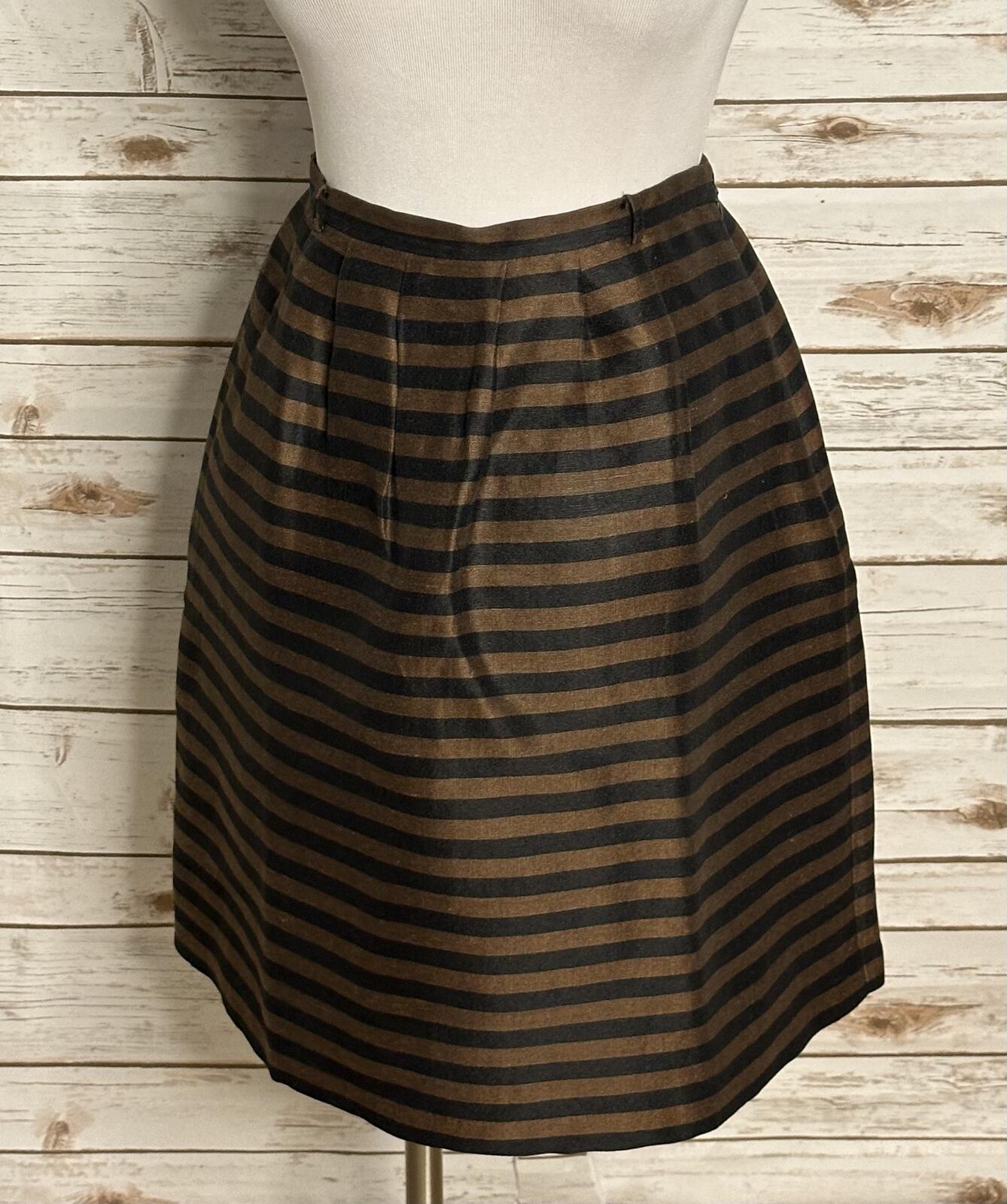 Madewell bronze black linen silk A-line pleated skirt Size 4 classic preppy twee