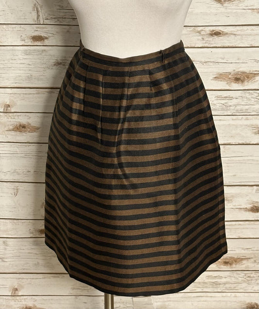 Madewell bronze black linen silk A-line pleated skirt Size 4 classic preppy twee