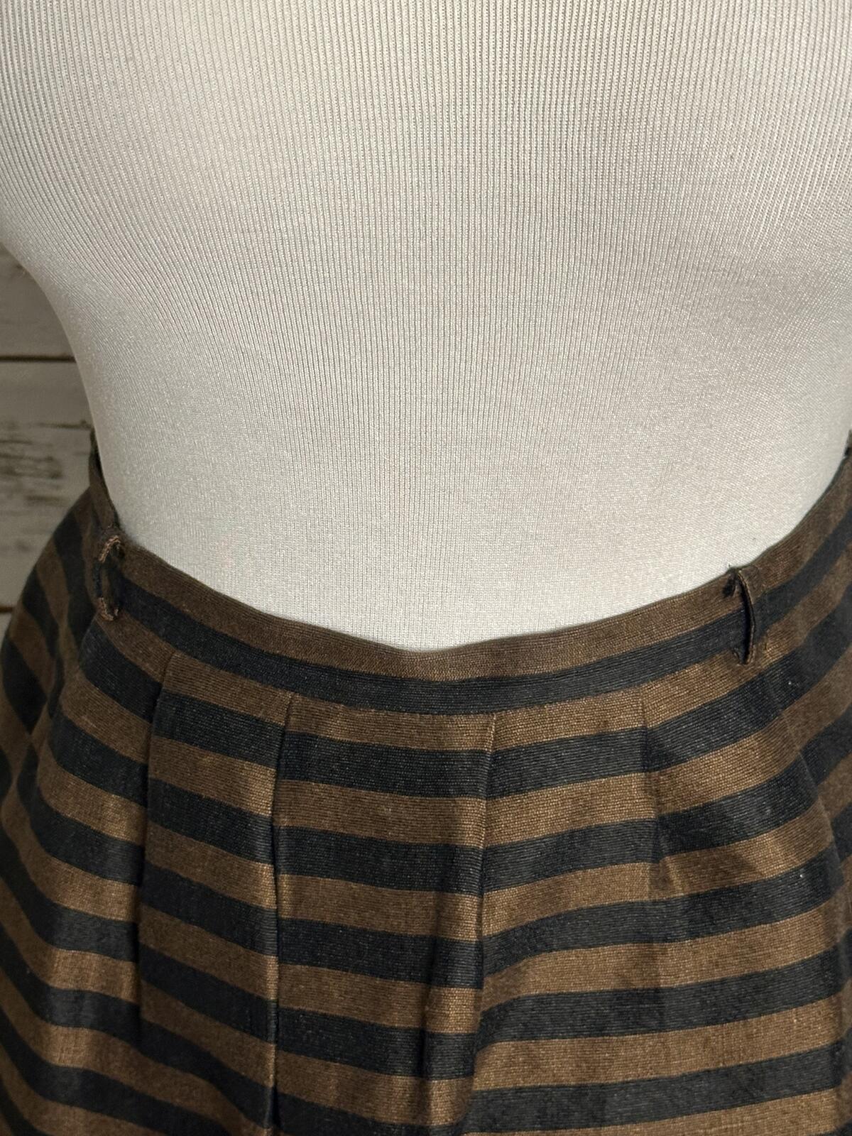 Madewell bronze black linen silk A-line pleated skirt Size 4 classic preppy twee