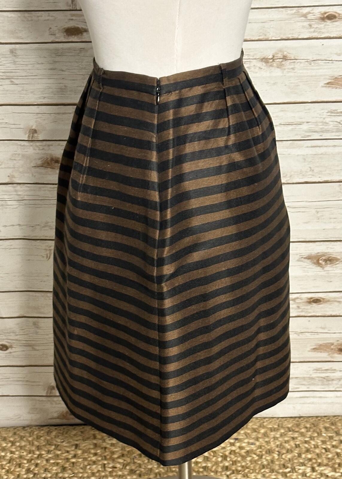 Madewell bronze black linen silk A-line pleated skirt Size 4 classic preppy twee