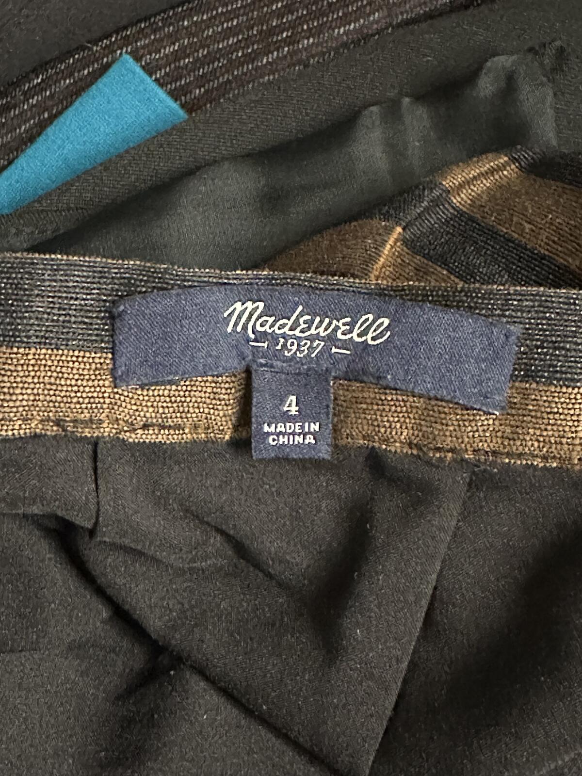 Madewell bronze black linen silk A-line pleated skirt Size 4 classic preppy twee