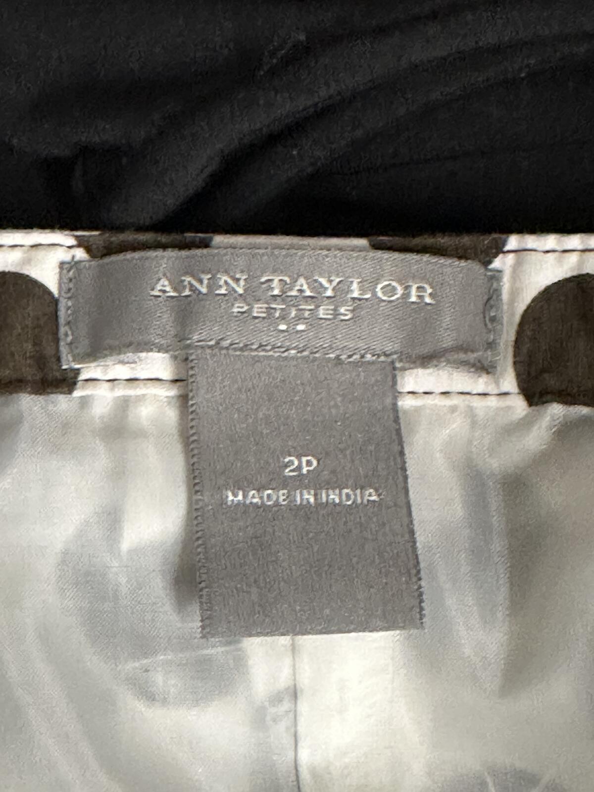Ann Taylor Petites brown white polka-dot cotton A-line skirt 2P retro twee