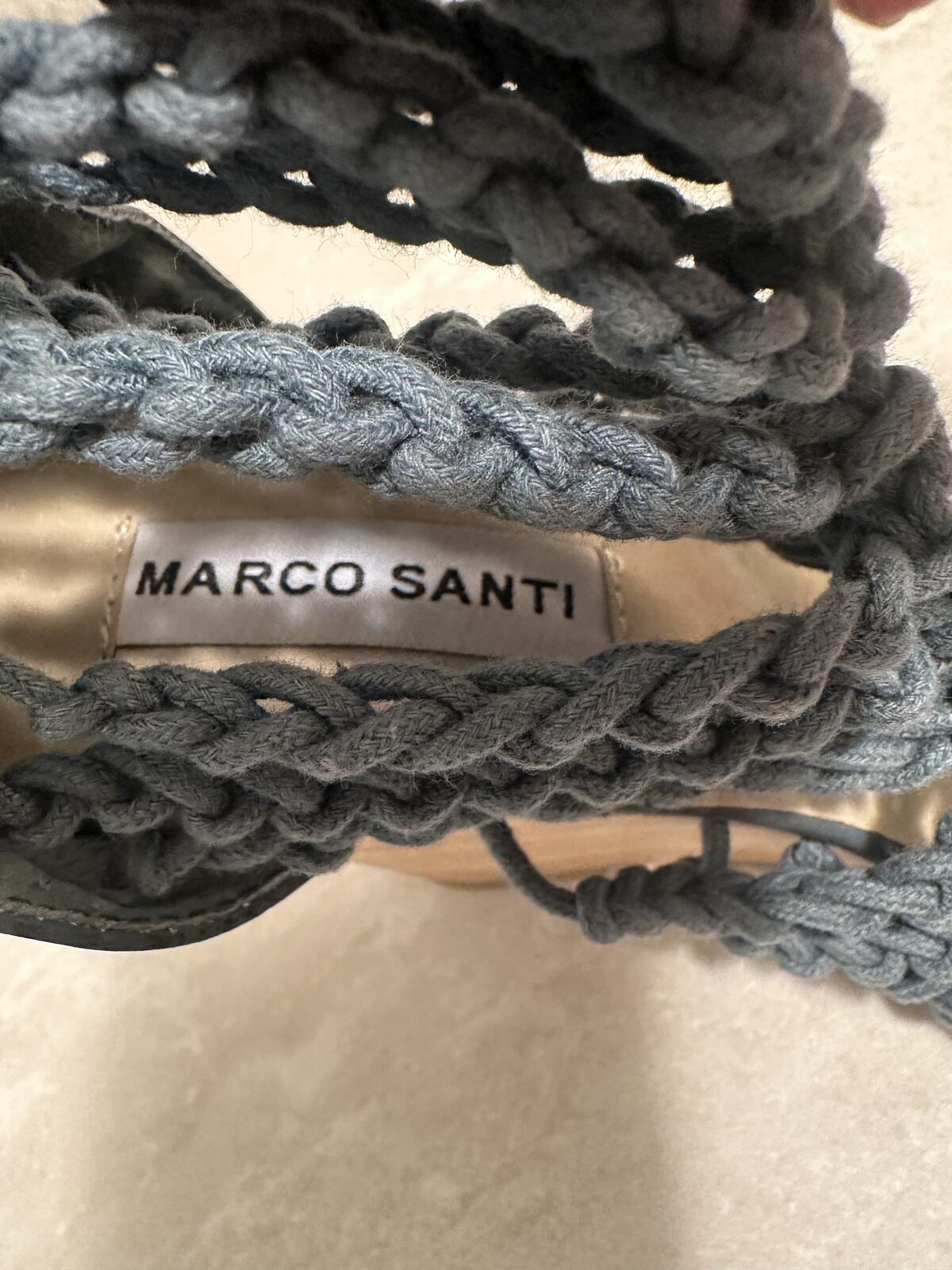 Marco Santi Naomi blue Gladiator braided strappy wedge sandals Size 8 boho chic