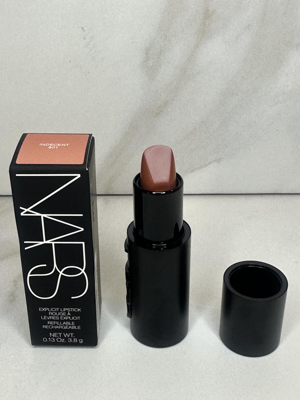 NARS Explict Lipstick Indecent 801 (Warm Beige) satin finish refillable 0.13 oz