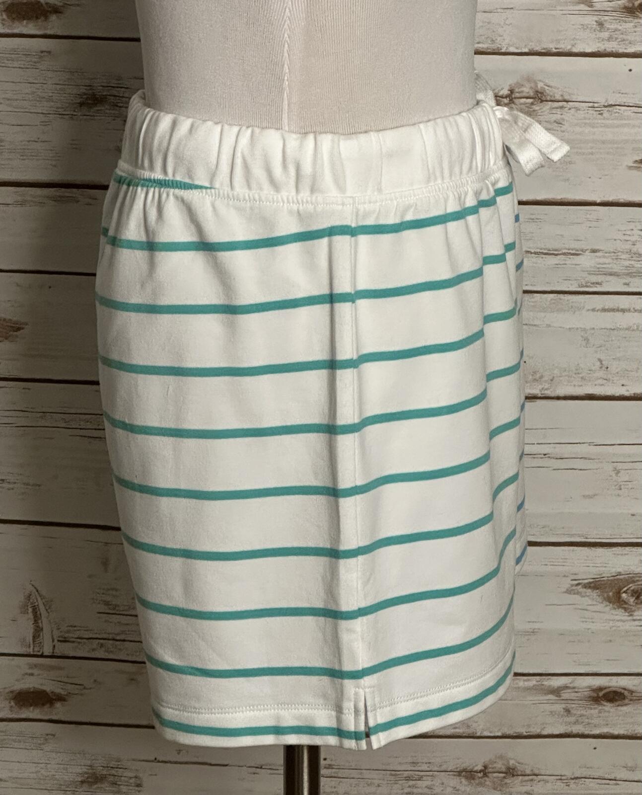 J.Crew white green blue striped drawstring knit shorts Medium coastal nautical