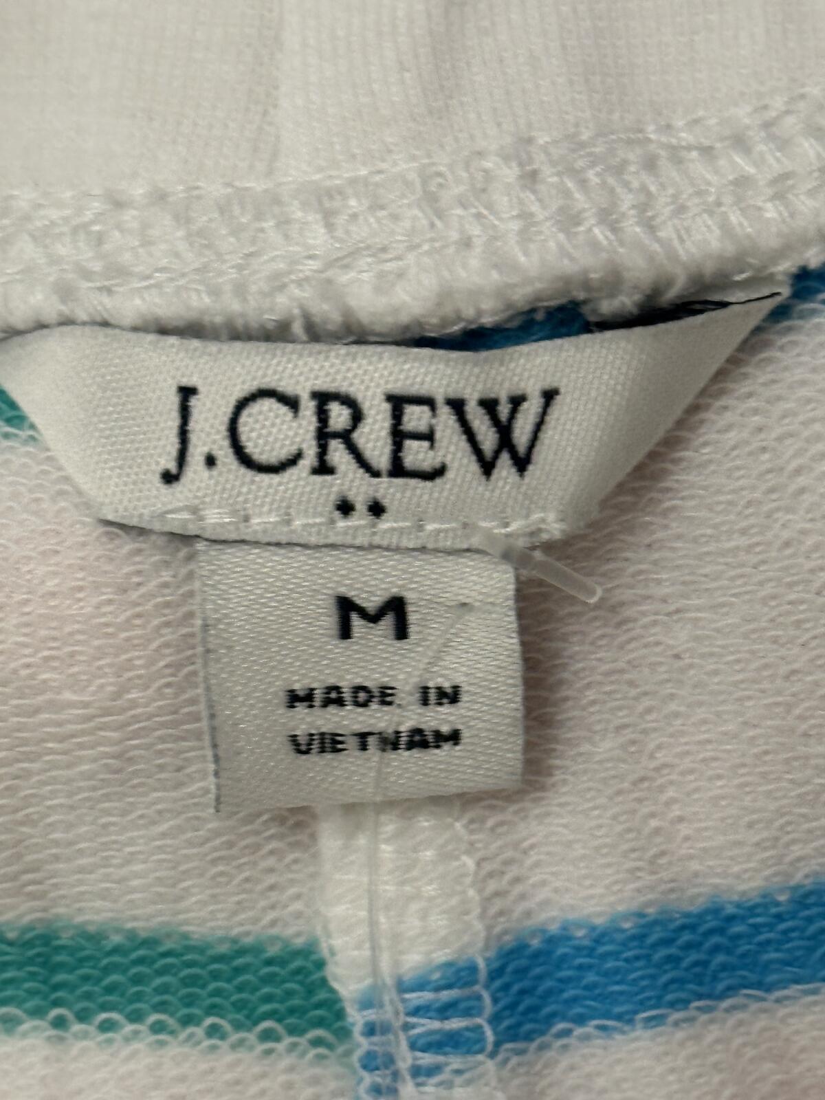J.Crew white green blue striped drawstring knit shorts Medium coastal nautical