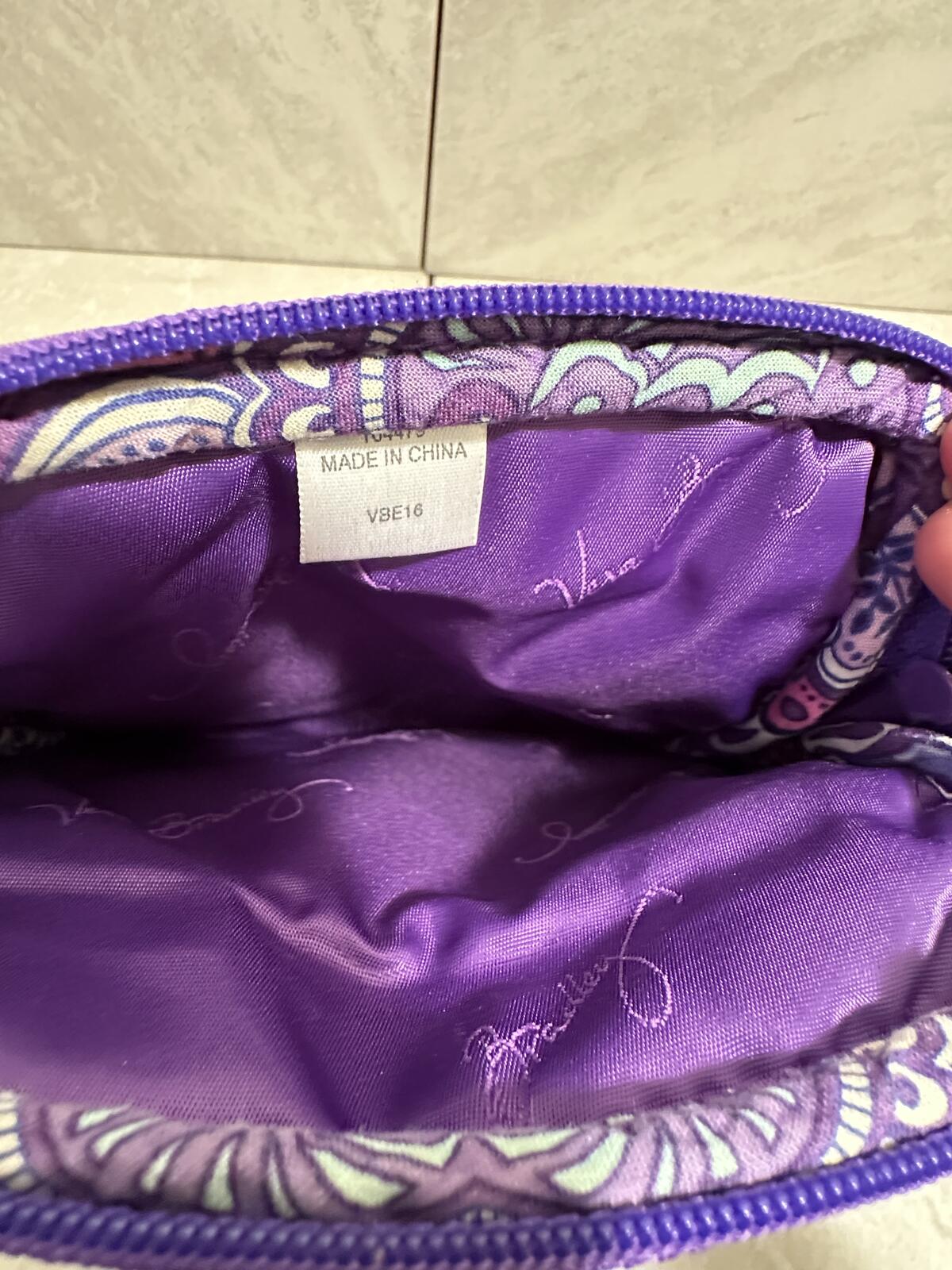 Vera Bradley purple pink paisley medallion quilted crossbody organizer bag
