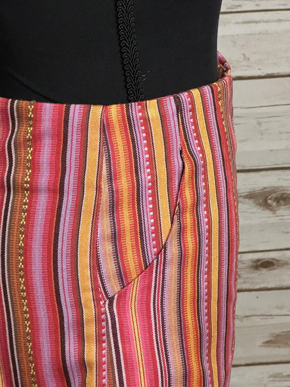 Kaisely multicolored striped woven cotton high-waisted shorts Small boho global