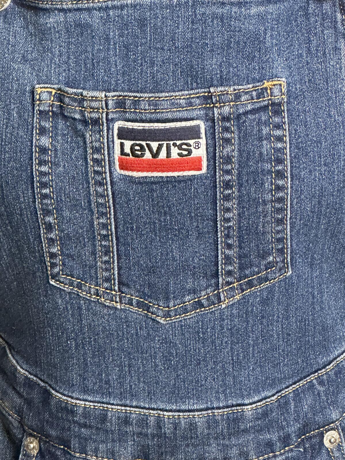 Levi's Jumper medium wash denim jean pinafore/overall mini dress Large/12-13Y