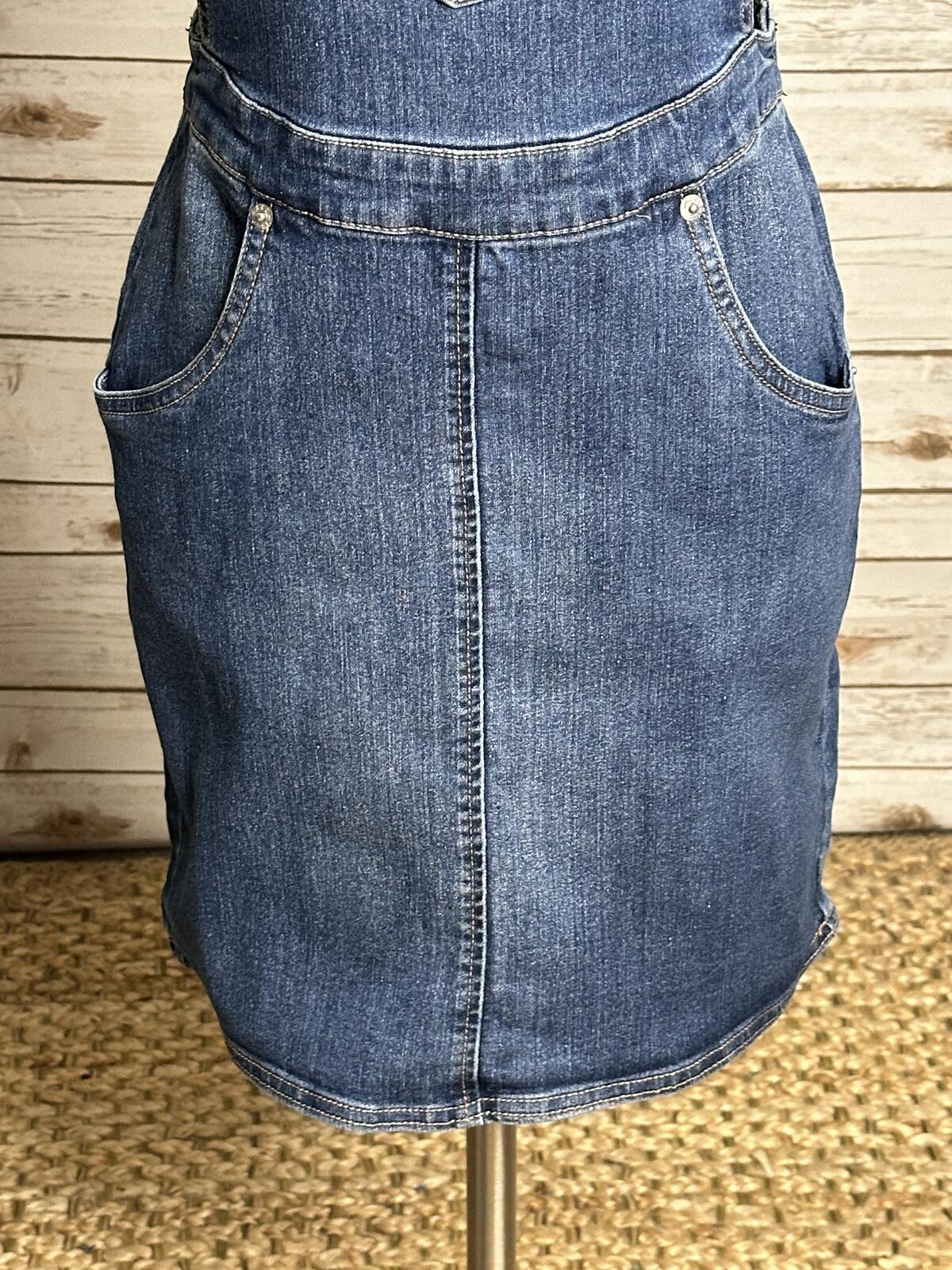 Levi's Jumper medium wash denim jean pinafore/overall mini dress Large/12-13Y