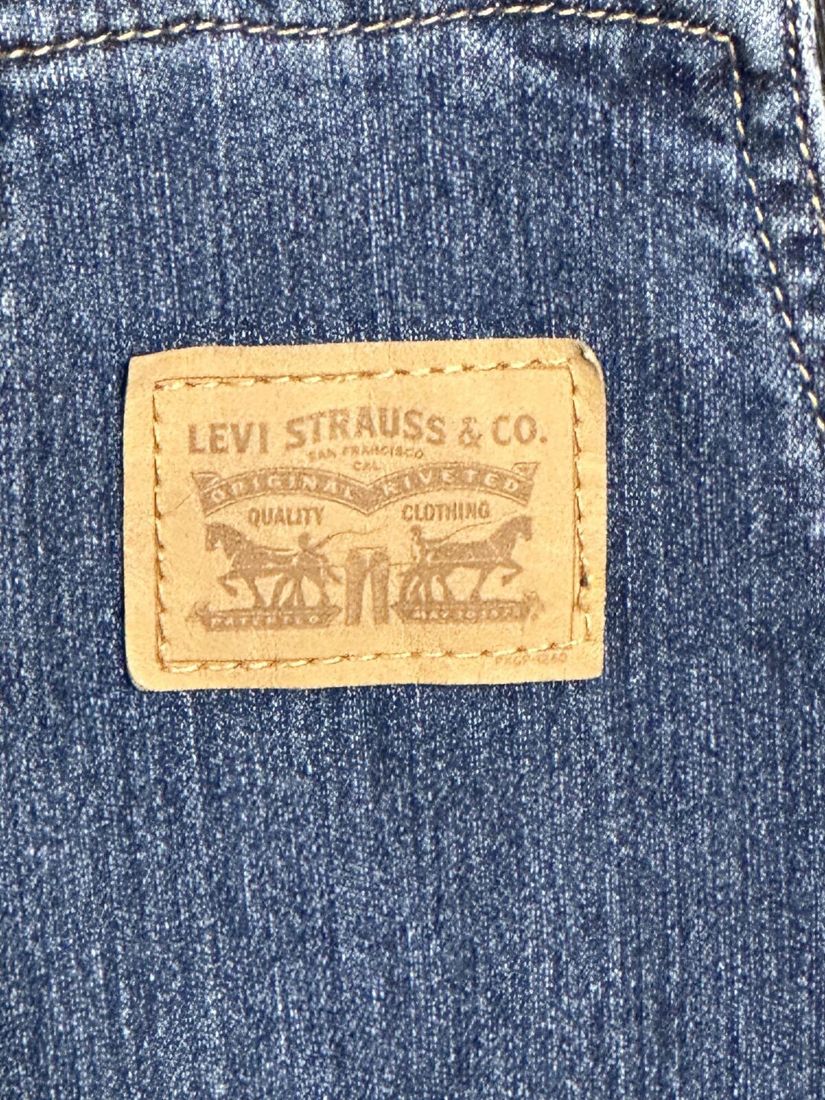 Levi's Jumper medium wash denim jean pinafore/overall mini dress Large/12-13Y
