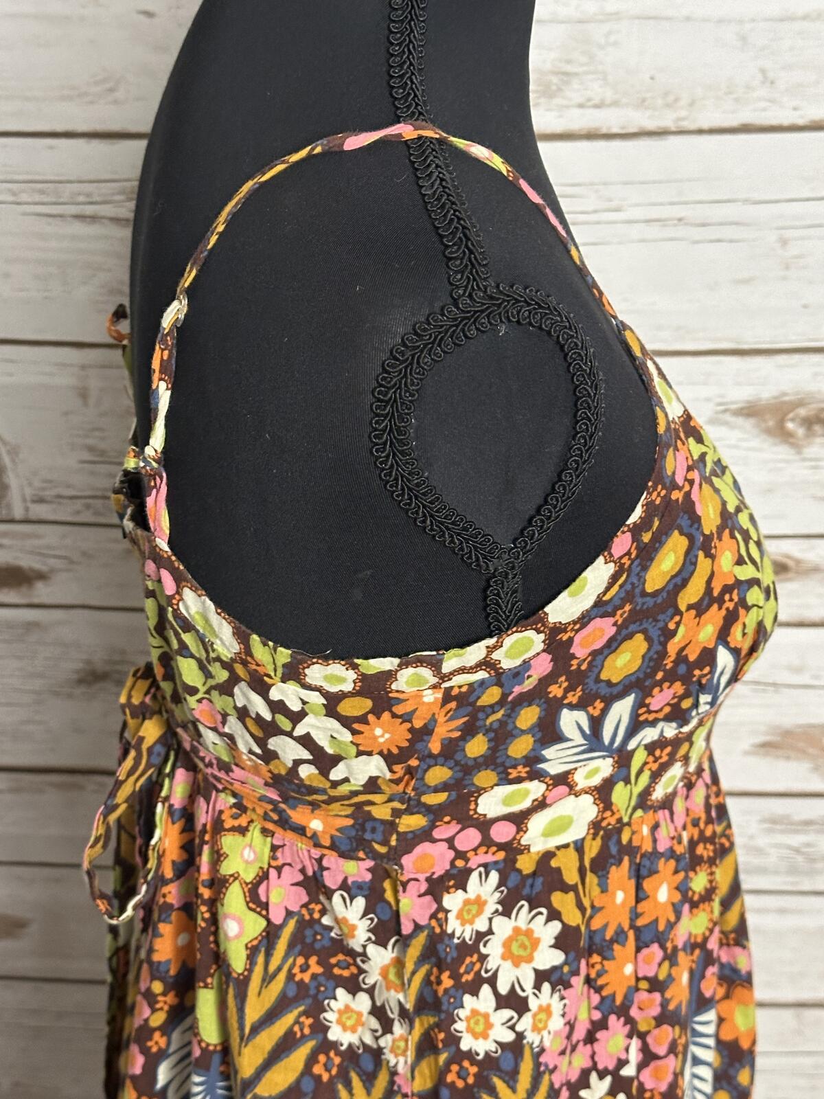 Mossimo Supply Co multicolored floral cotton empire waist maxi dress boho 70s