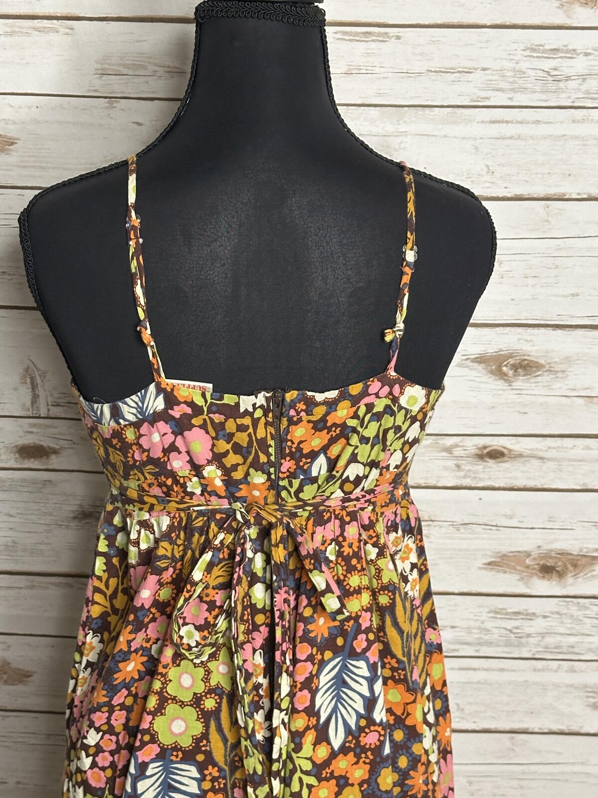 Mossimo Supply Co multicolored floral cotton empire waist maxi dress boho 70s