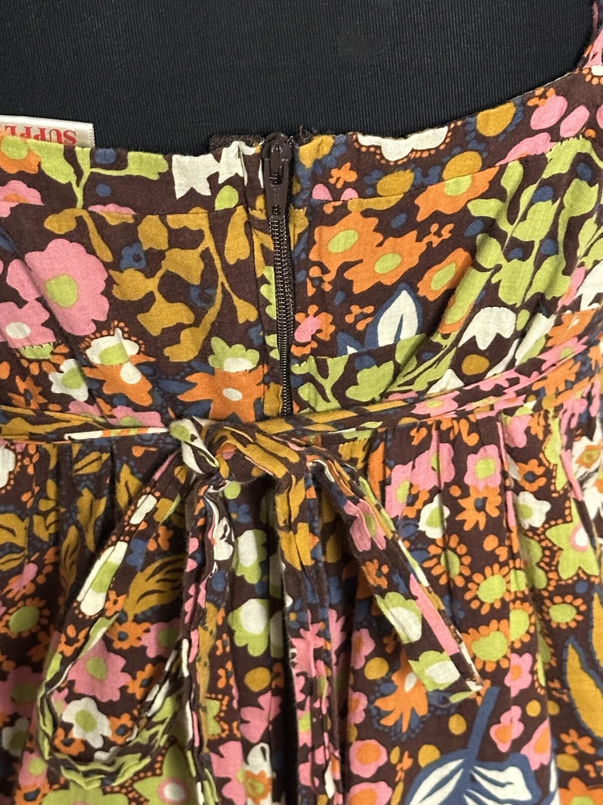 Mossimo Supply Co multicolored floral cotton empire waist maxi dress boho 70s