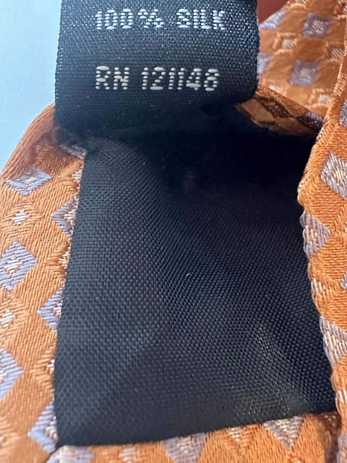 MICHAEL Michael Kors orange grey micro check 100% silk tie classic menswear