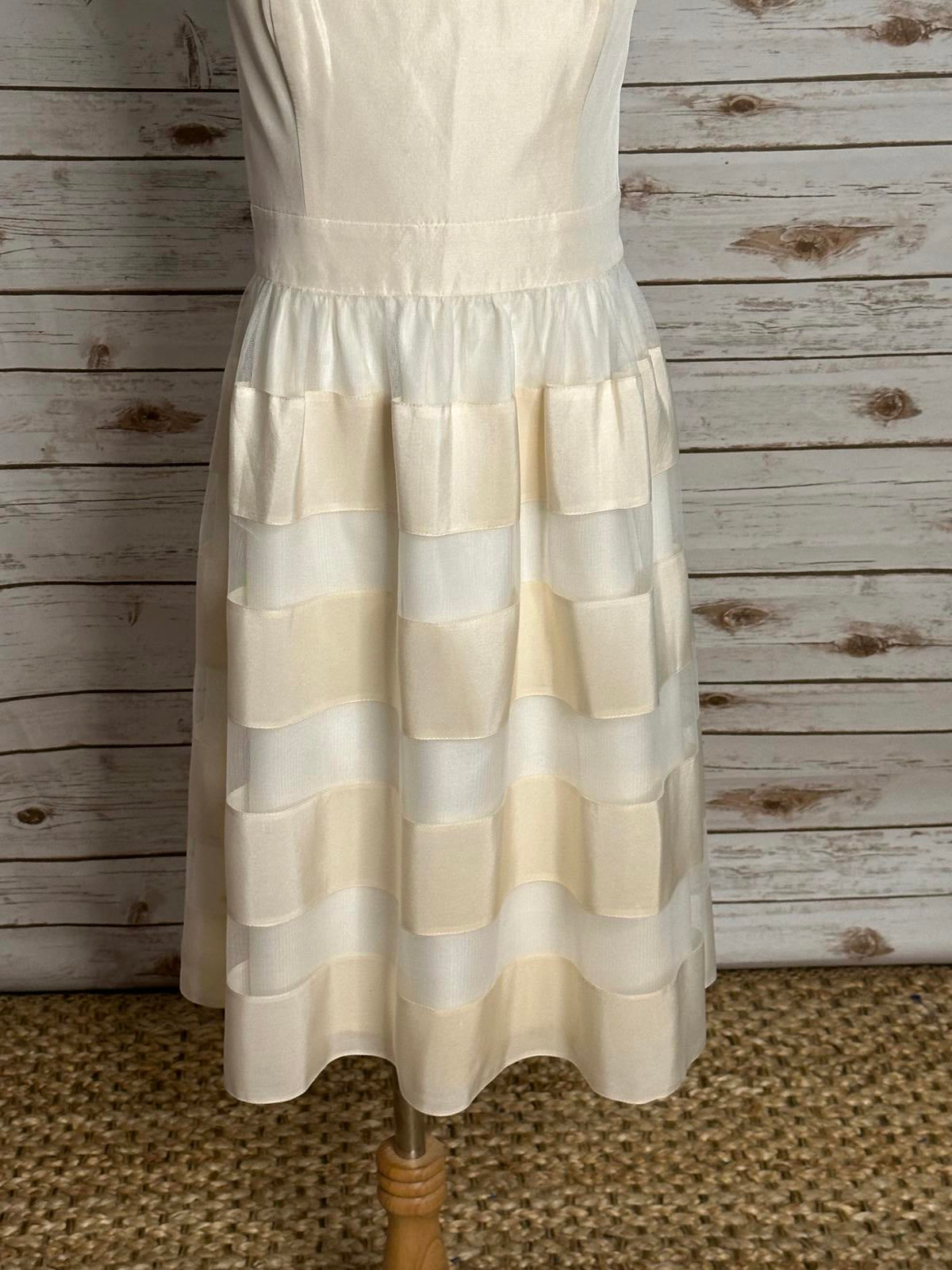 White House Black Market cream quiet luxury silk strapless cocktail dress Size 0