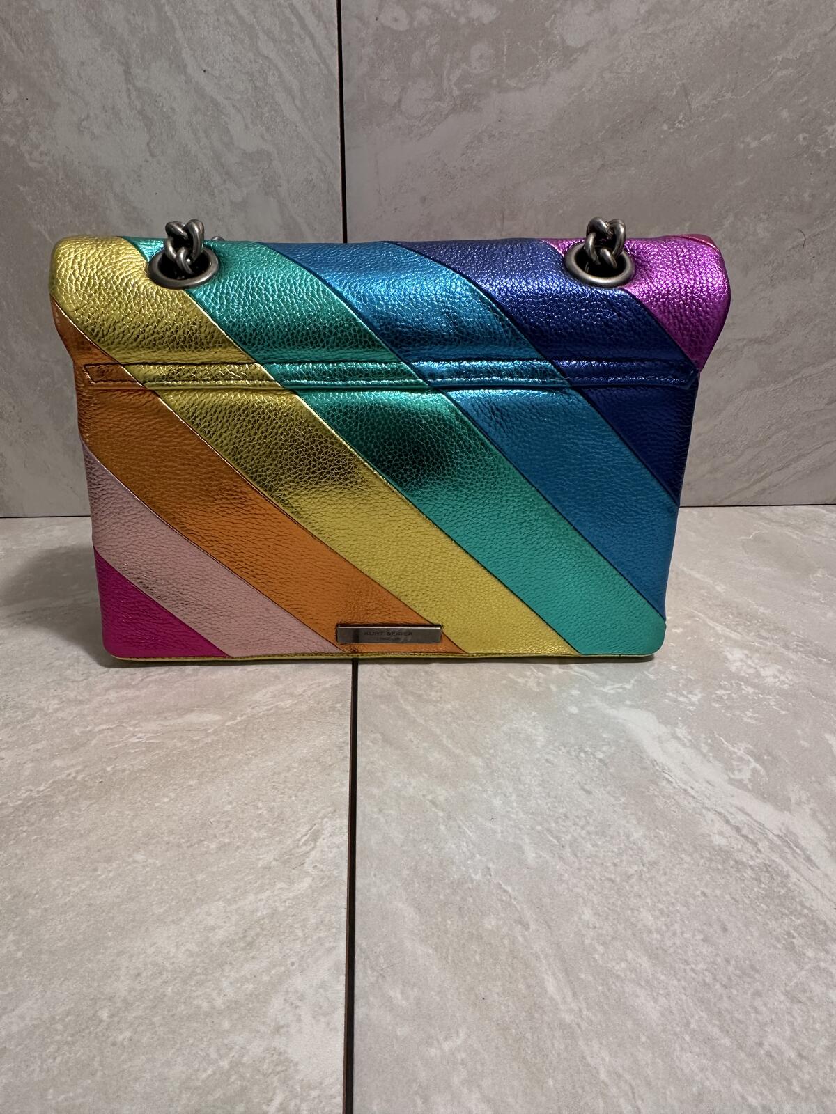 Kurt Geiger Kensington XL metallic rainbow leather shoulder bag dopemine Barbie