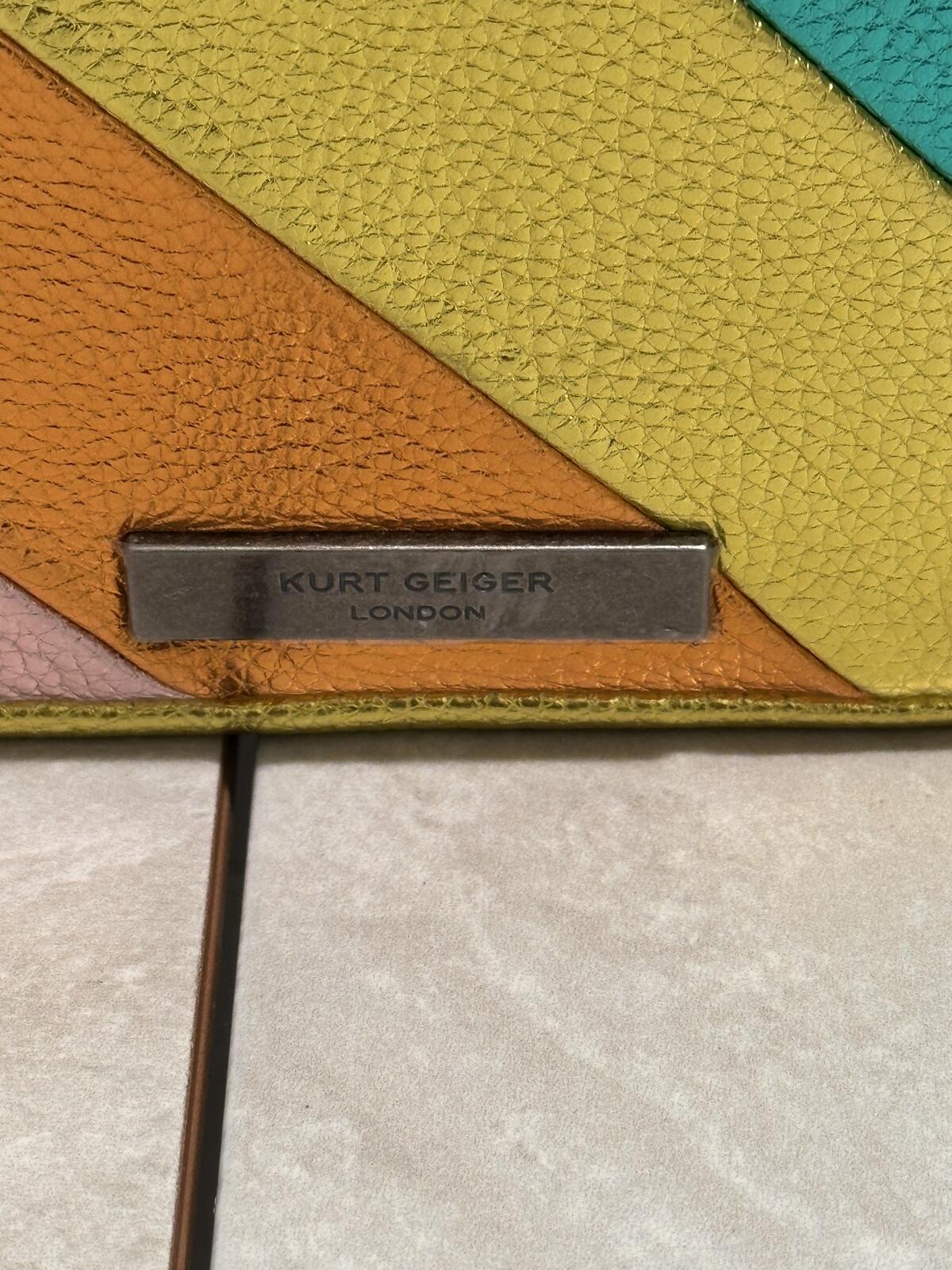 Kurt Geiger Kensington XL metallic rainbow leather shoulder bag dopemine Barbie