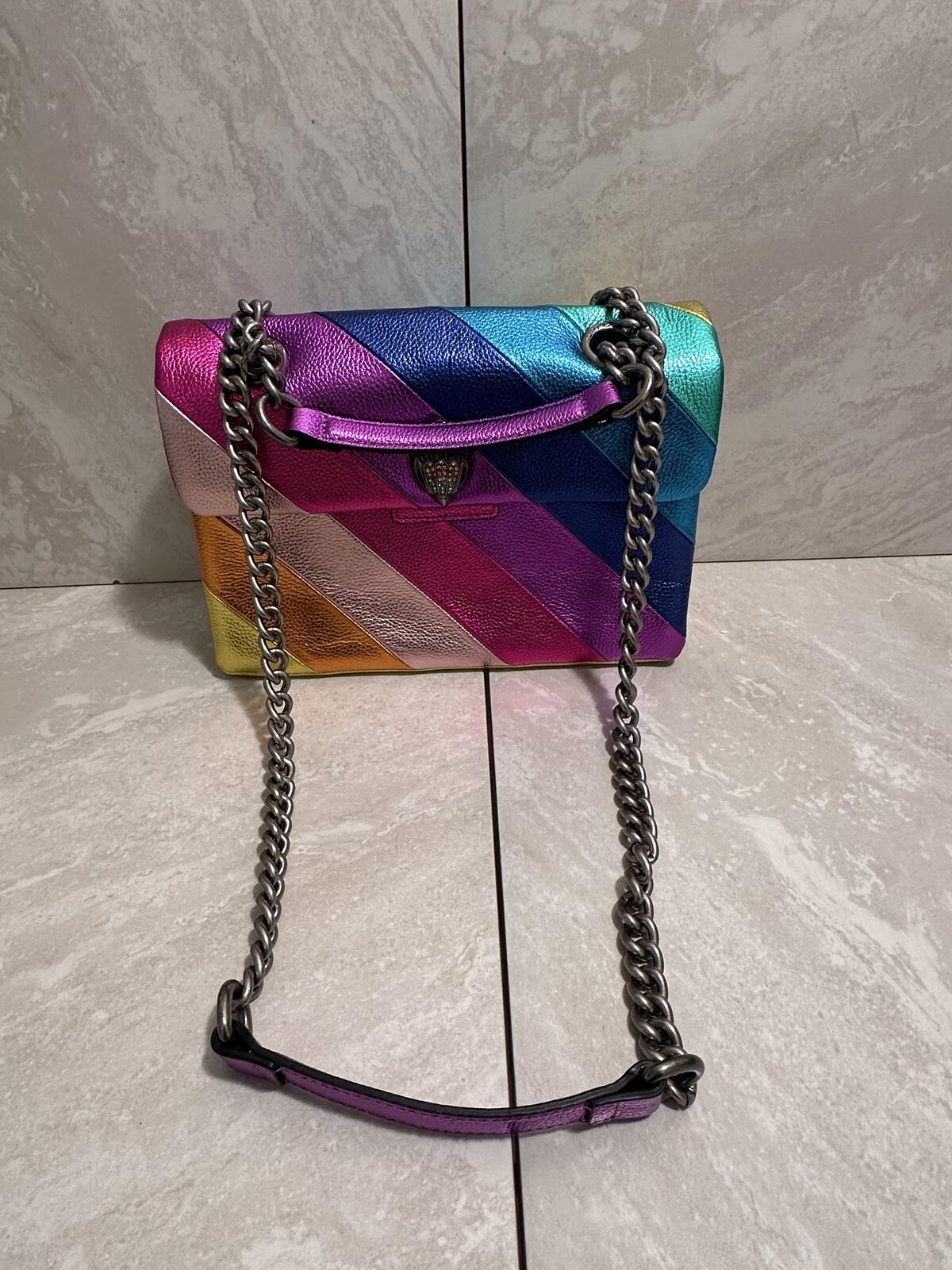 Kurt Geiger Kensington XL metallic rainbow leather shoulder bag dopemine Barbie