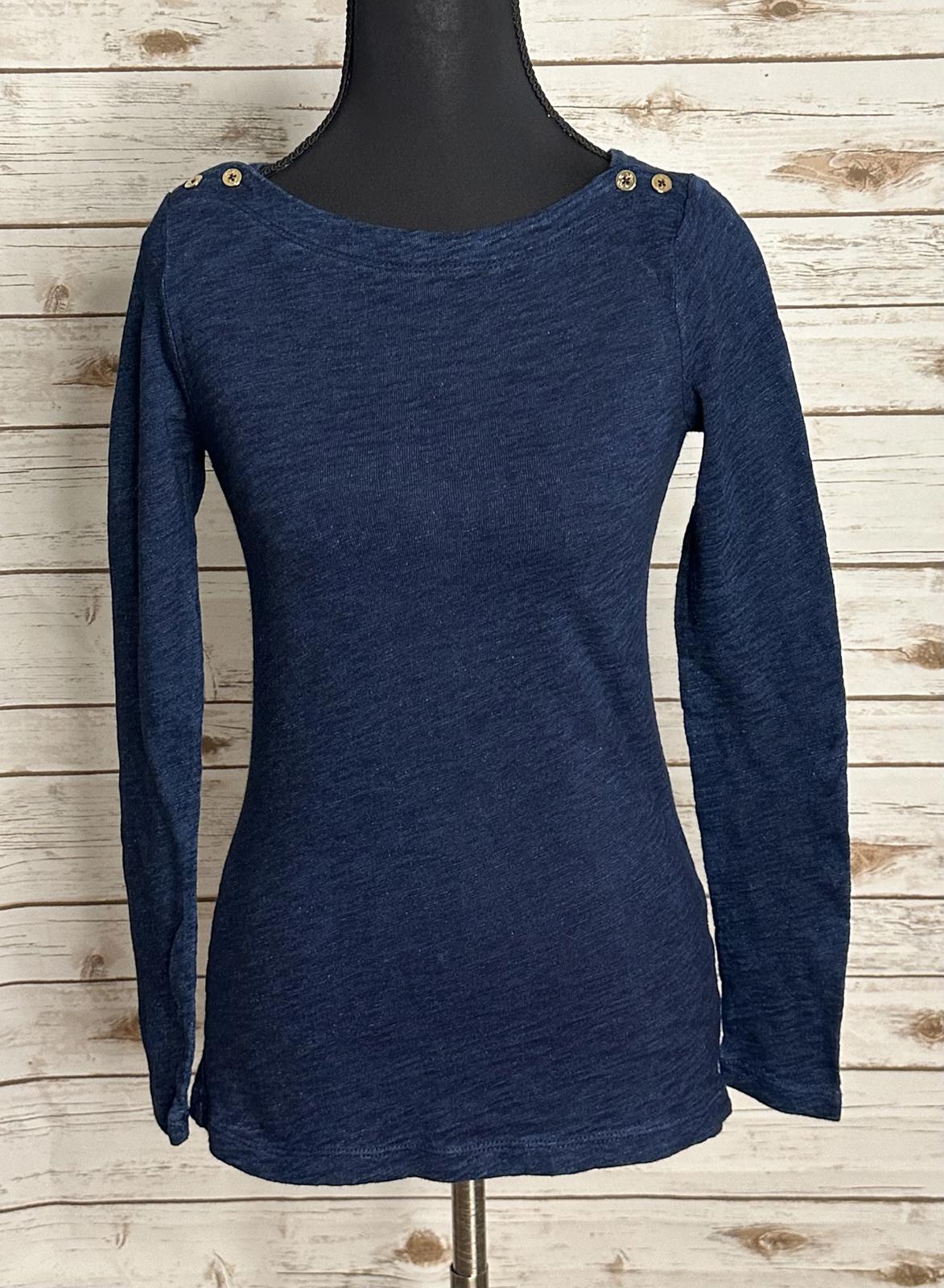 J.Crew classic Bella Swan cotton navy boatneck long sleeve Painter Tee XS