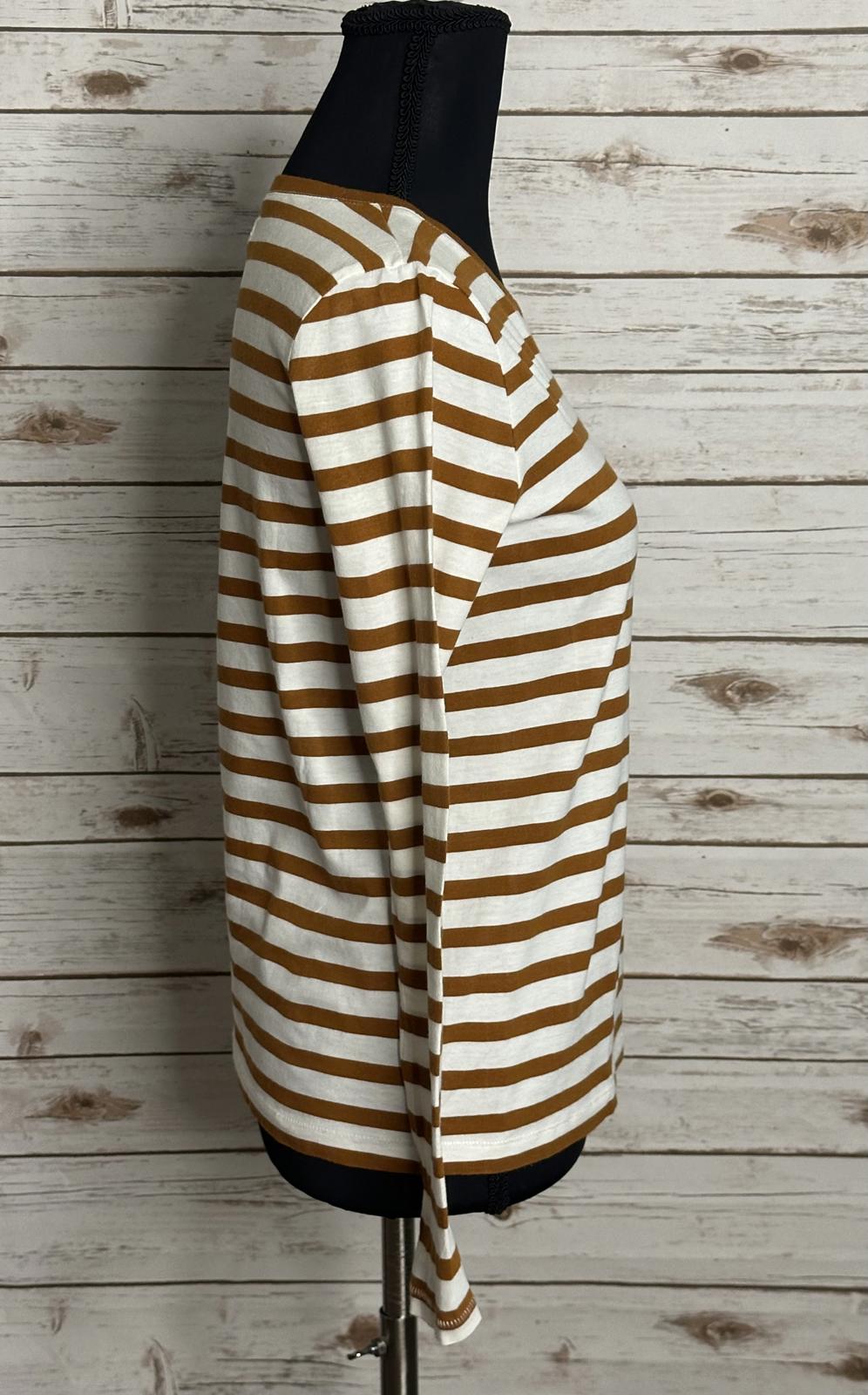 Madewell classic cotton tan/cream striped crew neck long sleeve t-shirt Size XS