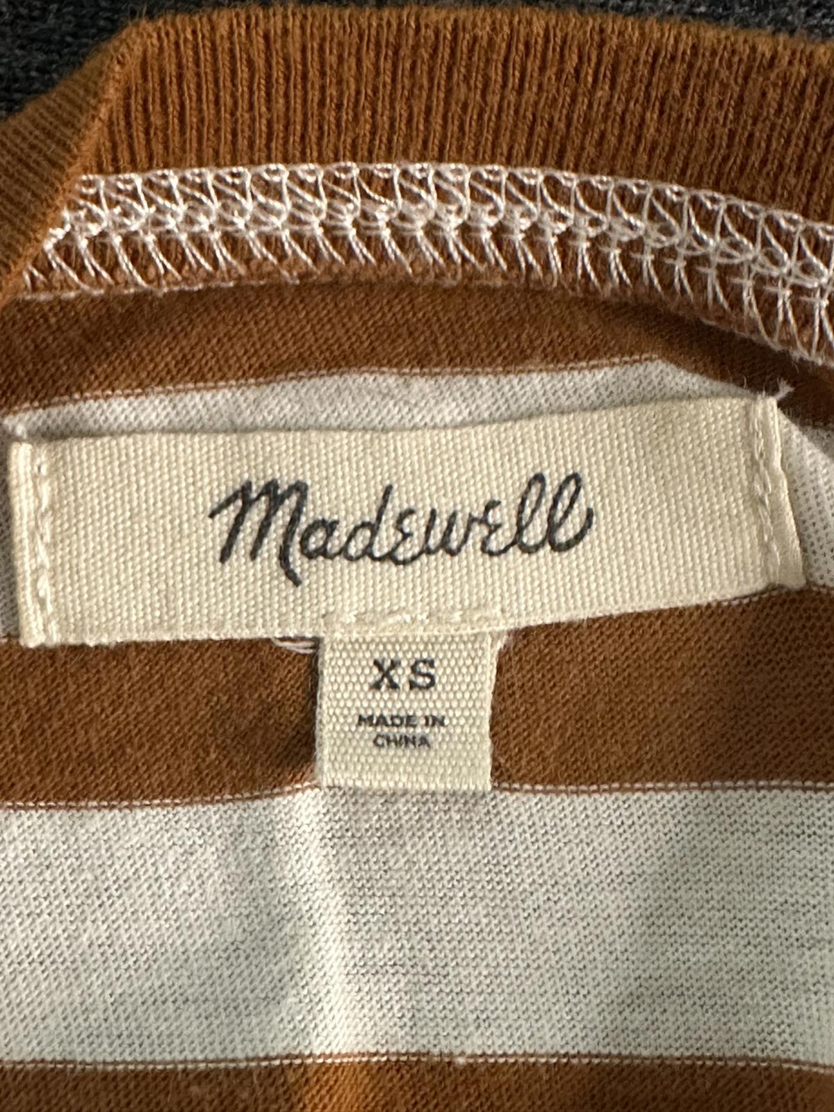 Madewell classic cotton tan/cream striped crew neck long sleeve t-shirt Size XS