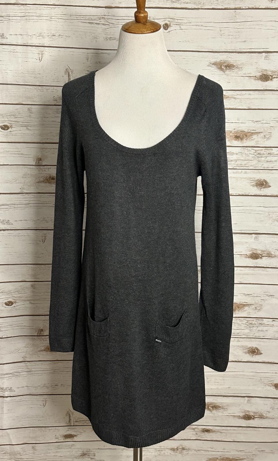 RVCA grey lagenlook scoop neck long sleeve pocket sweater dress/tunic Small