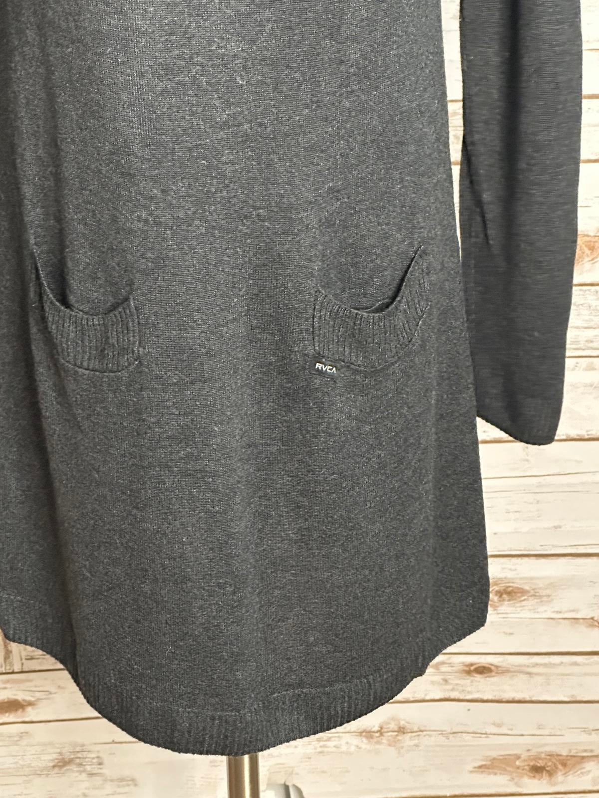 RVCA grey lagenlook scoop neck long sleeve pocket sweater dress/tunic Small