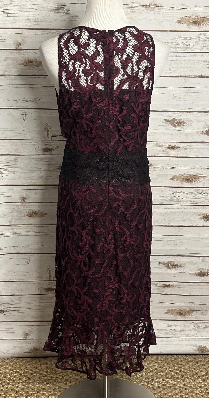 New York & Company purple/black lace overlay sleeveless sheath dress Size 10