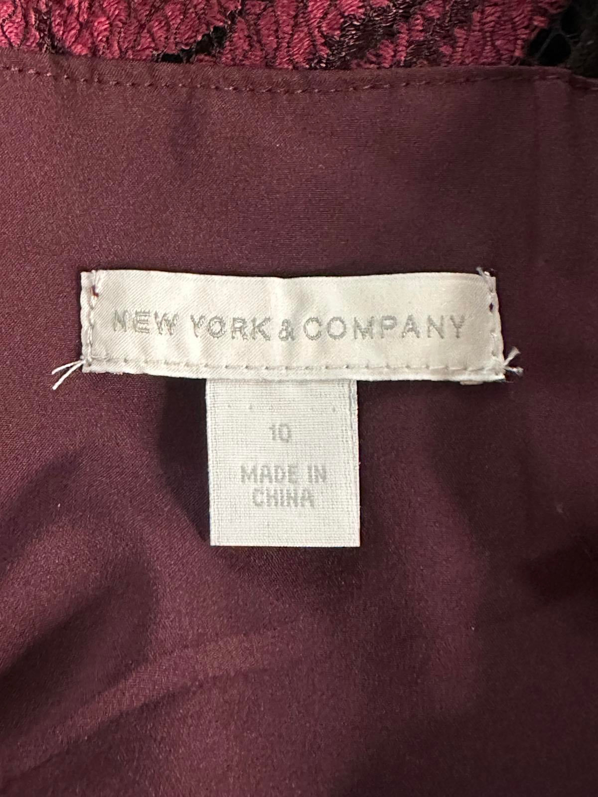 New York & Company purple/black lace overlay sleeveless sheath dress Size 10