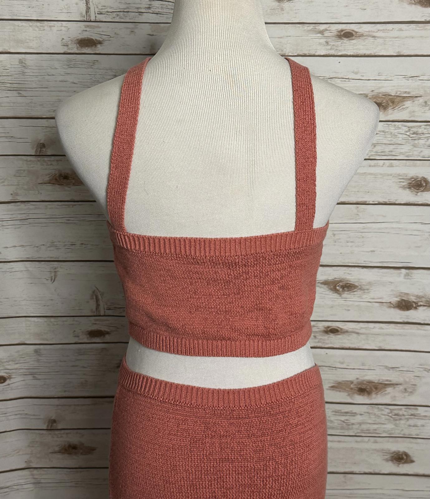 Express vacation resort coral knit cutout halter bodycon maxi dress Medium