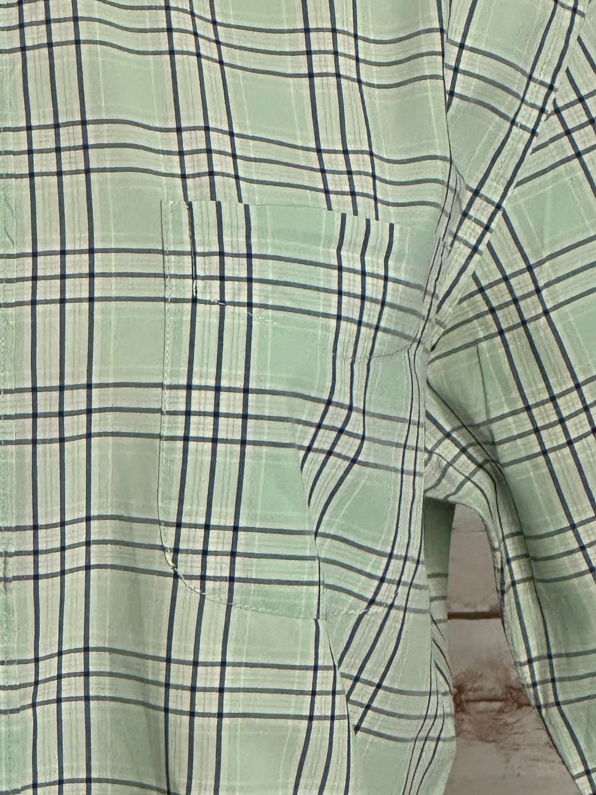 Bonobos Slim Fit classic cotton mint green/navy plaid button-down shirt Size Med