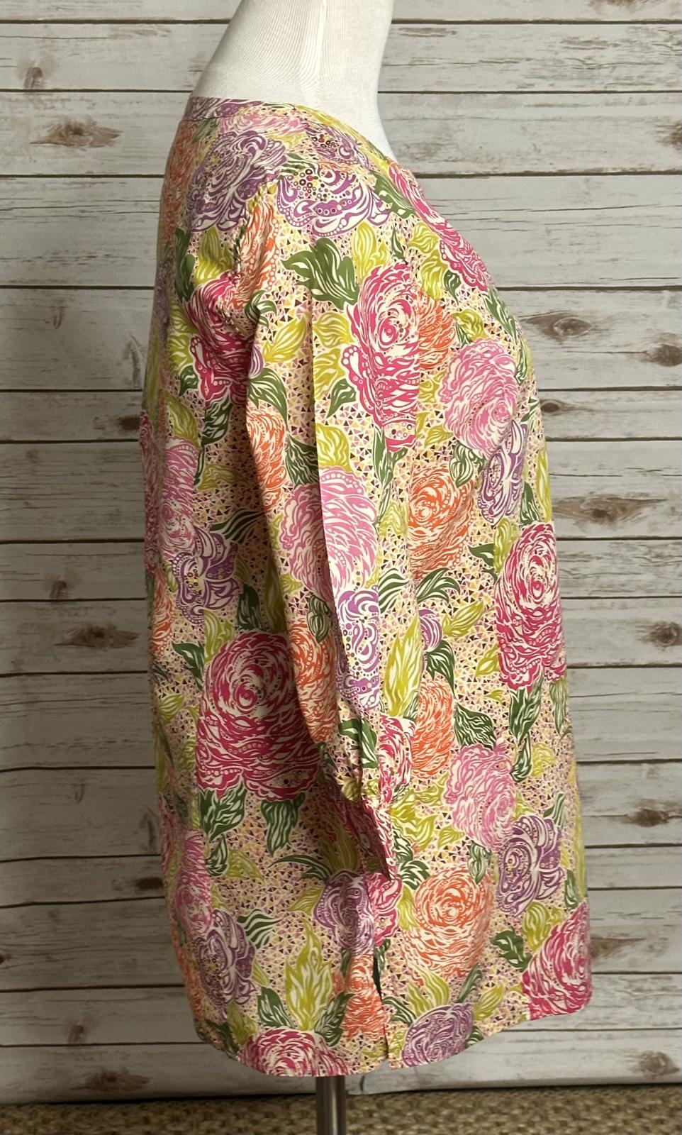 Brooks Brothers LIBERTY 100% cotton split V-neck tunic top/shirt Size Medium