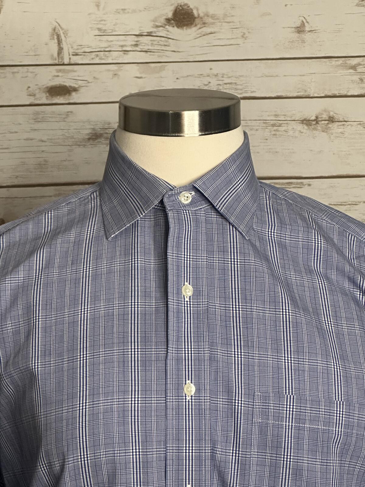 Brooks Brothers blue white plaid long sleeve button-up shirt Size 16.5/33 preppy