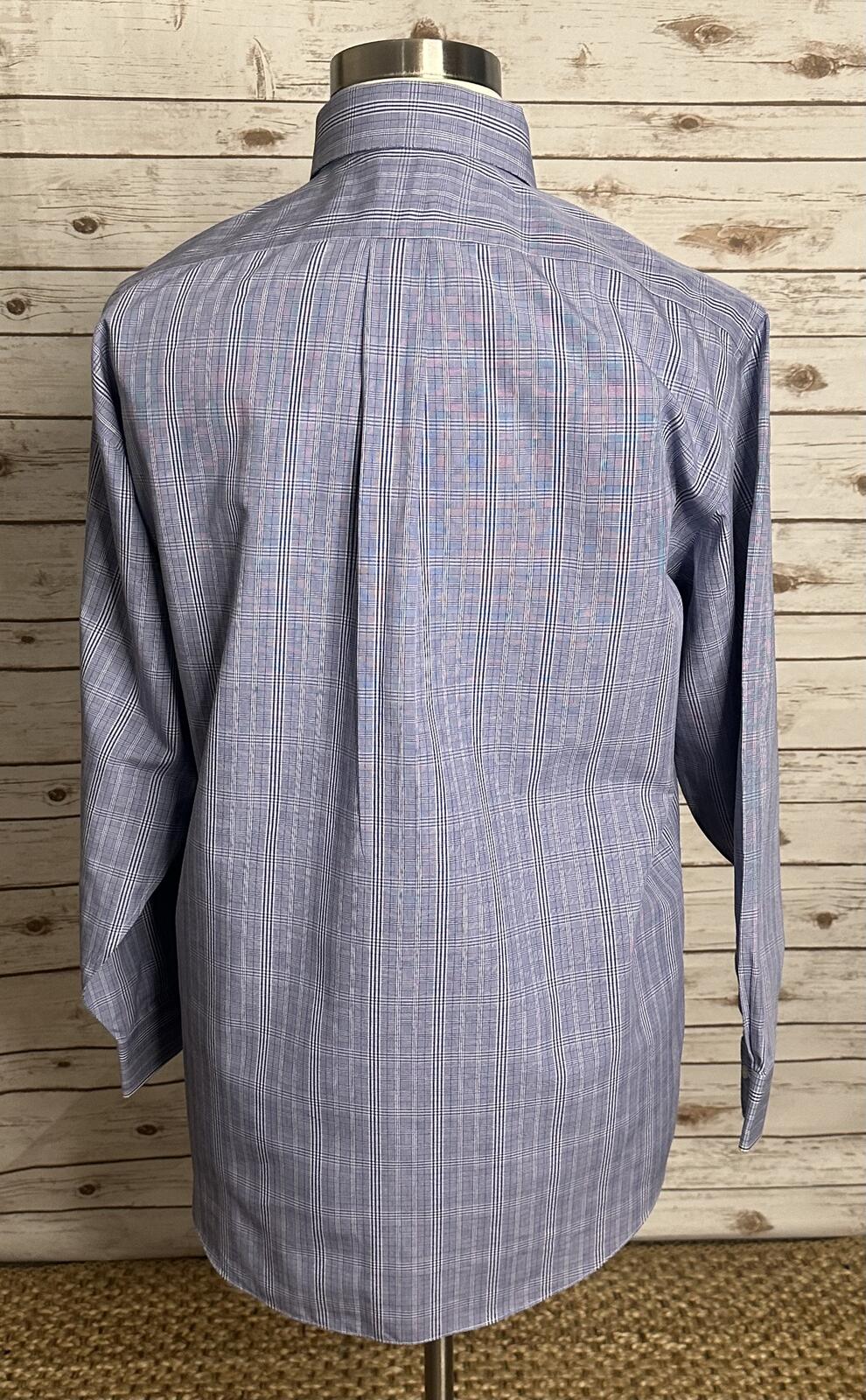 Brooks Brothers blue white plaid long sleeve button-up shirt Size 16.5/33 preppy