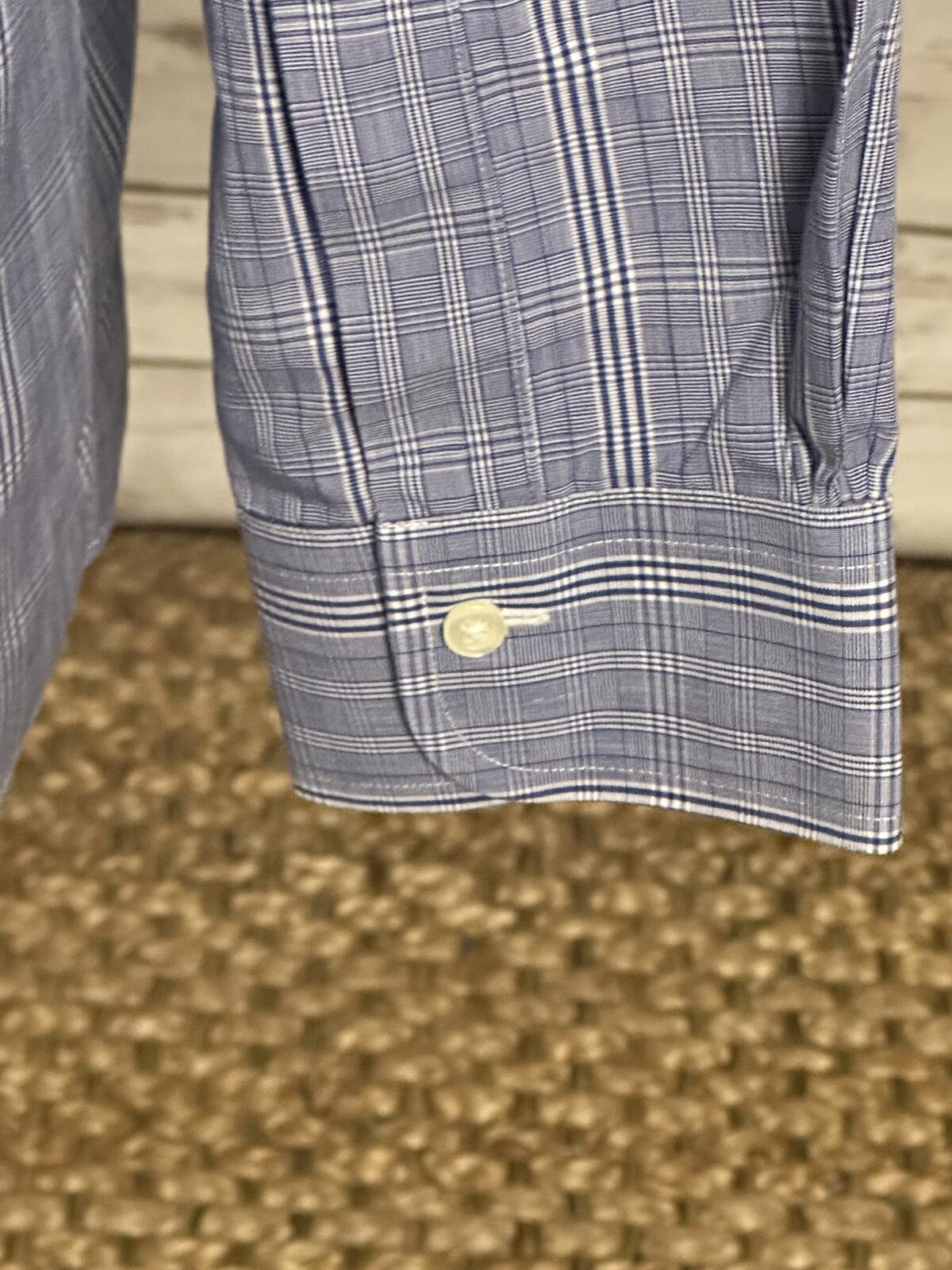 Brooks Brothers blue white plaid long sleeve button-up shirt Size 16.5/33 preppy