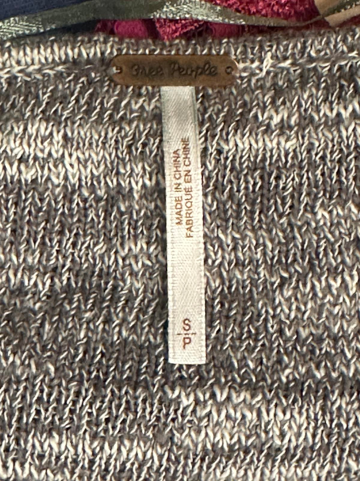 Free People taupe cotton/linen V surplice wrap front marled knit sweater Size S