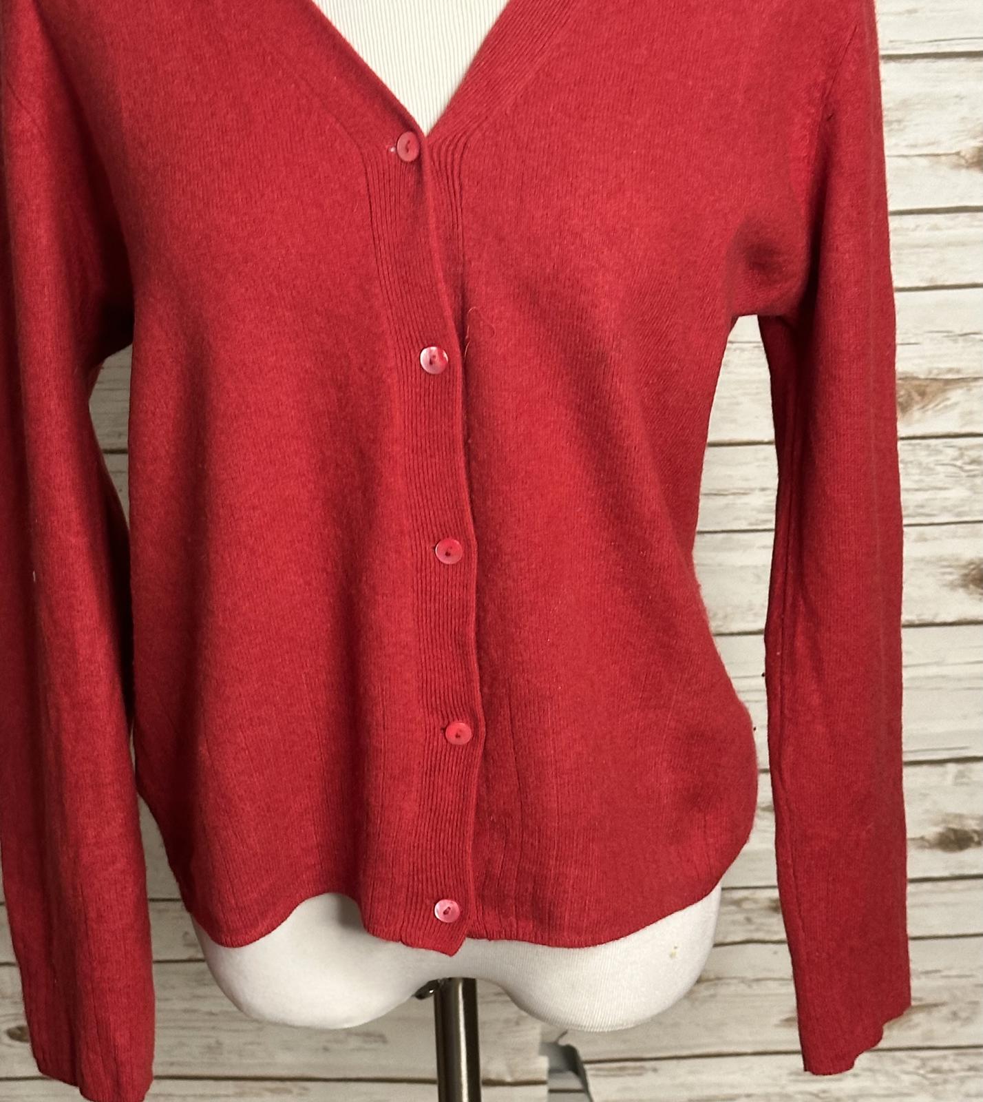 Preston & York red cashmere/lambswool button-front cardigan sweater Size Large