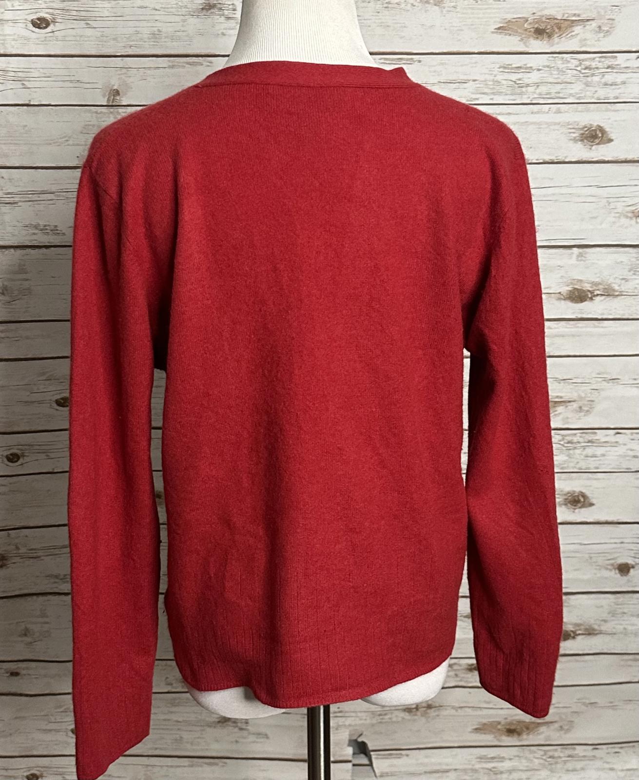 Preston & York red cashmere/lambswool button-front cardigan sweater Size Large