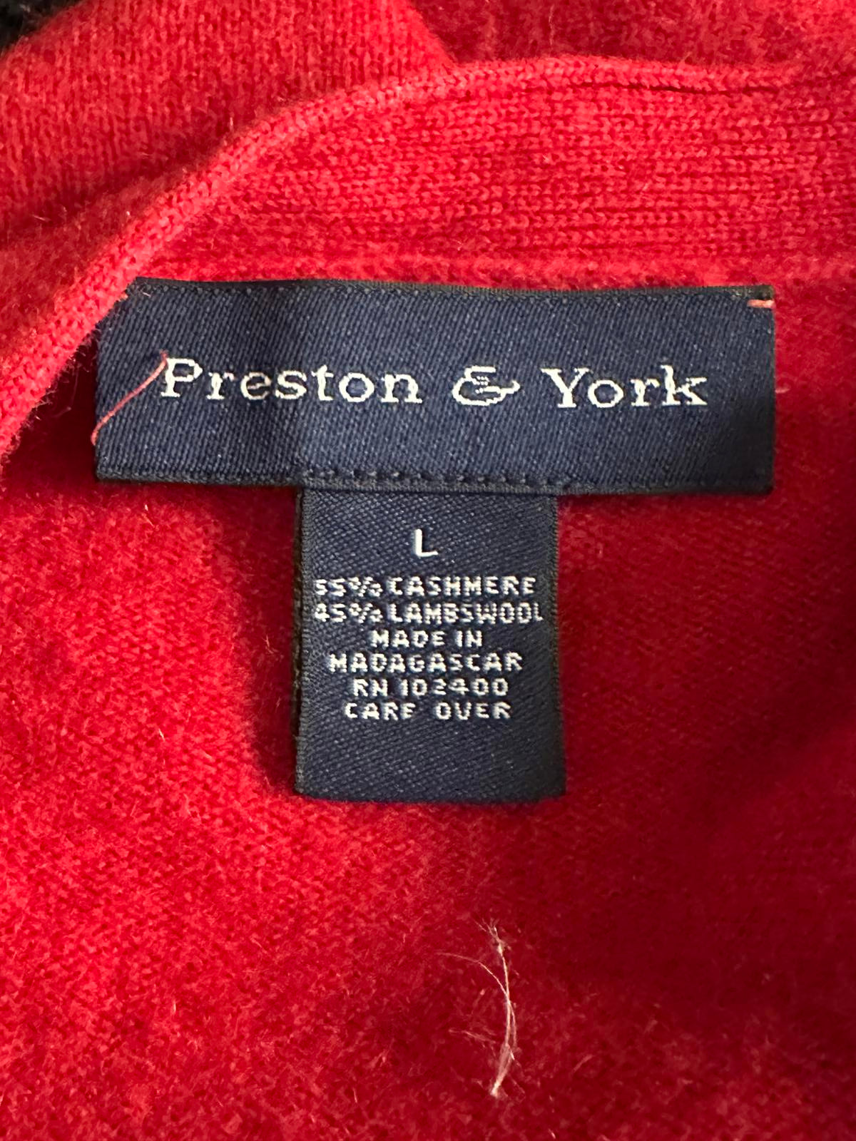 Preston & York red cashmere/lambswool button-front cardigan sweater Size Large