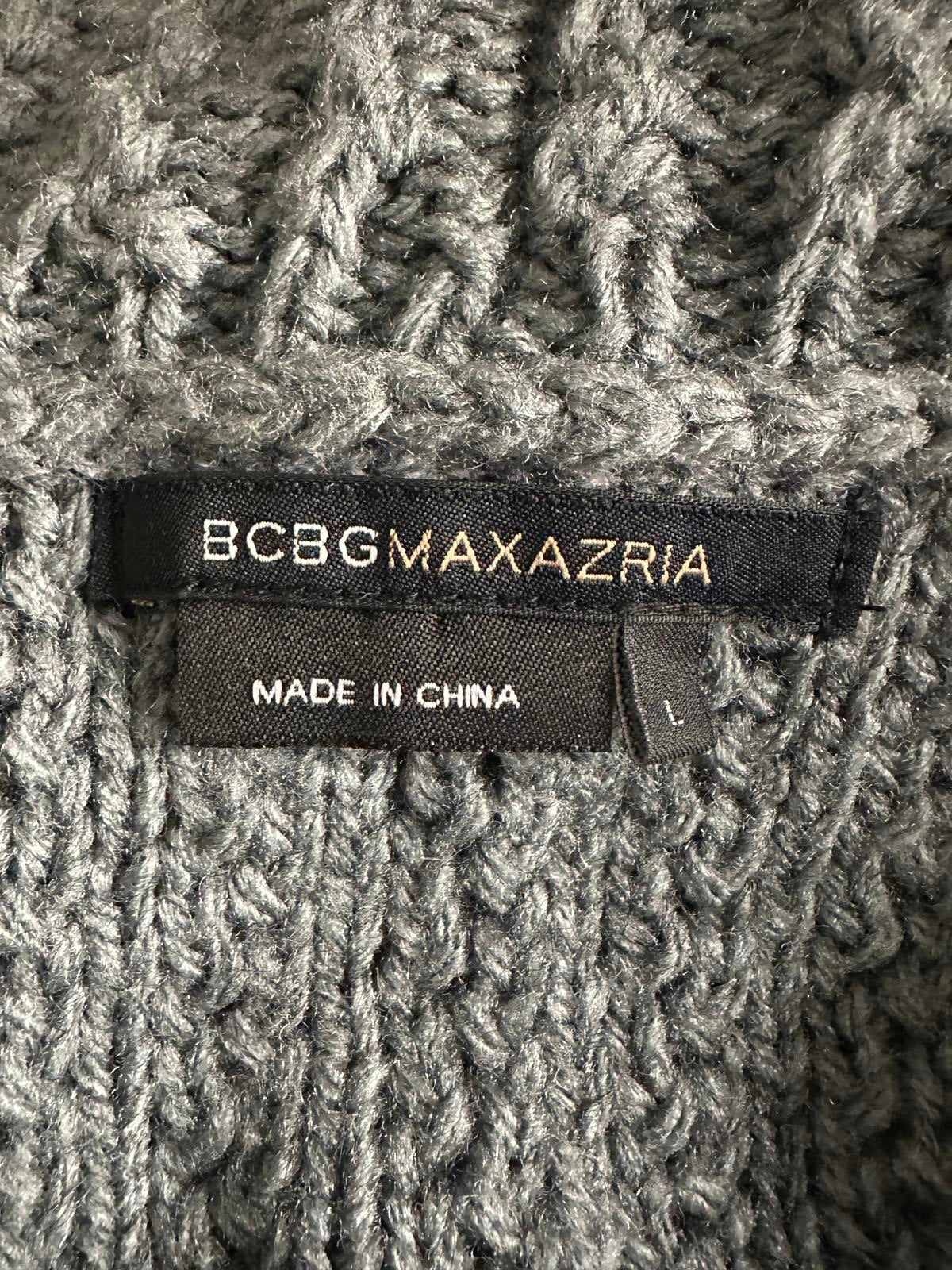 BCBGMaxAzria gray chunky textured knit open front cardigan sweater Size Large