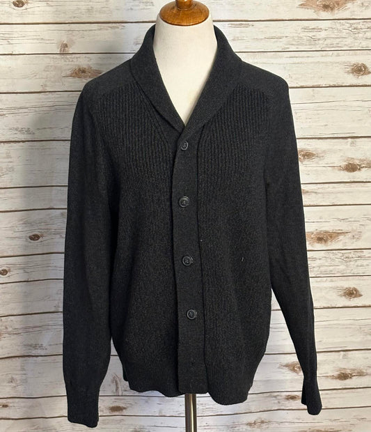 GAP grey cotton shaker shawl collar button-up cardigan sweater Size Large