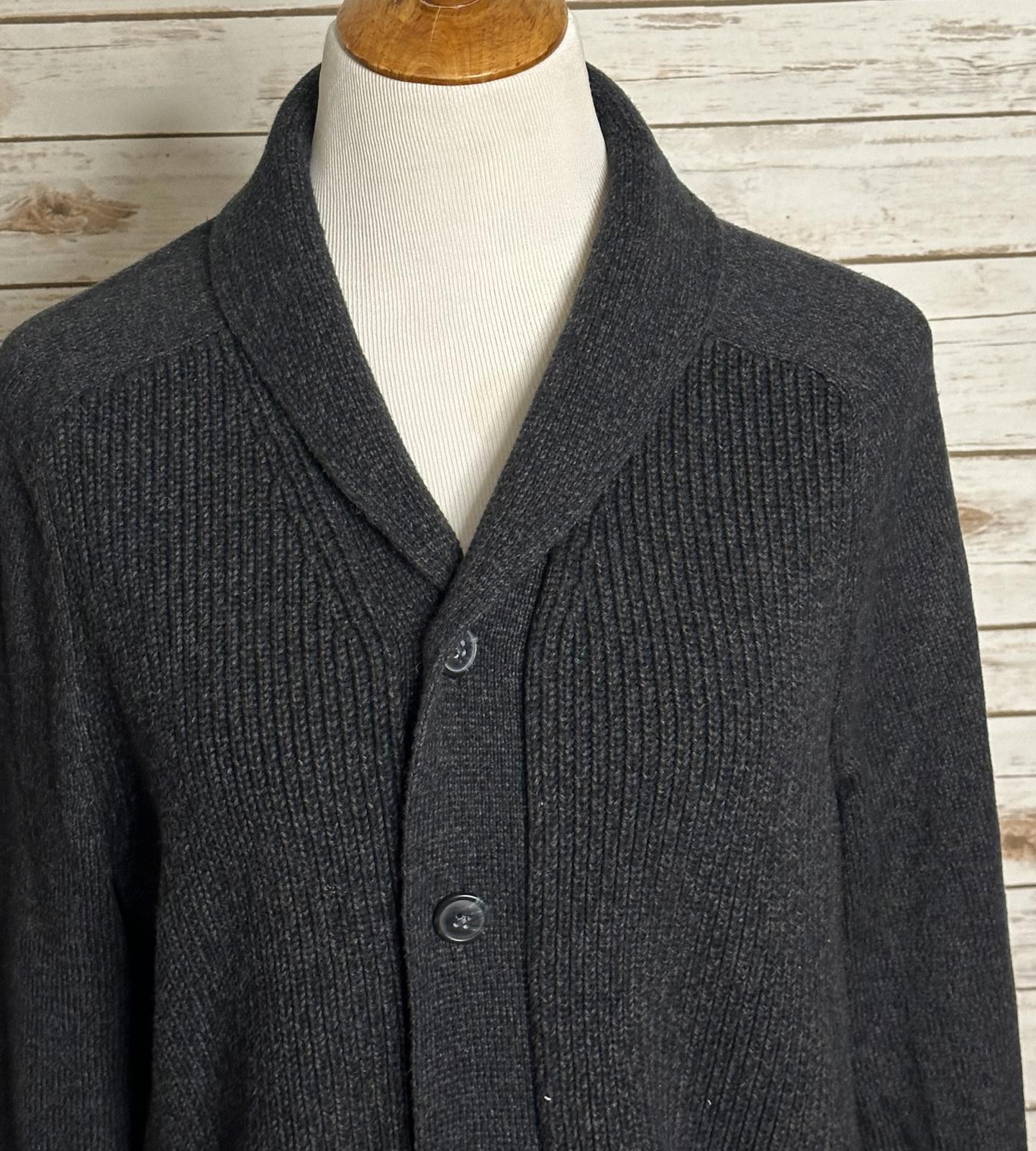 GAP grey cotton shaker shawl collar button-up cardigan sweater Size Large