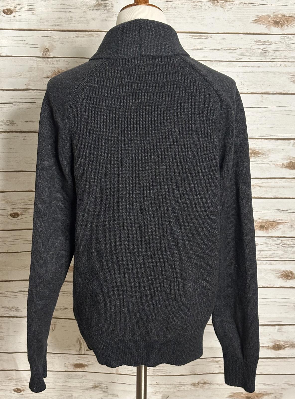 GAP grey cotton shaker shawl collar button-up cardigan sweater Size Large