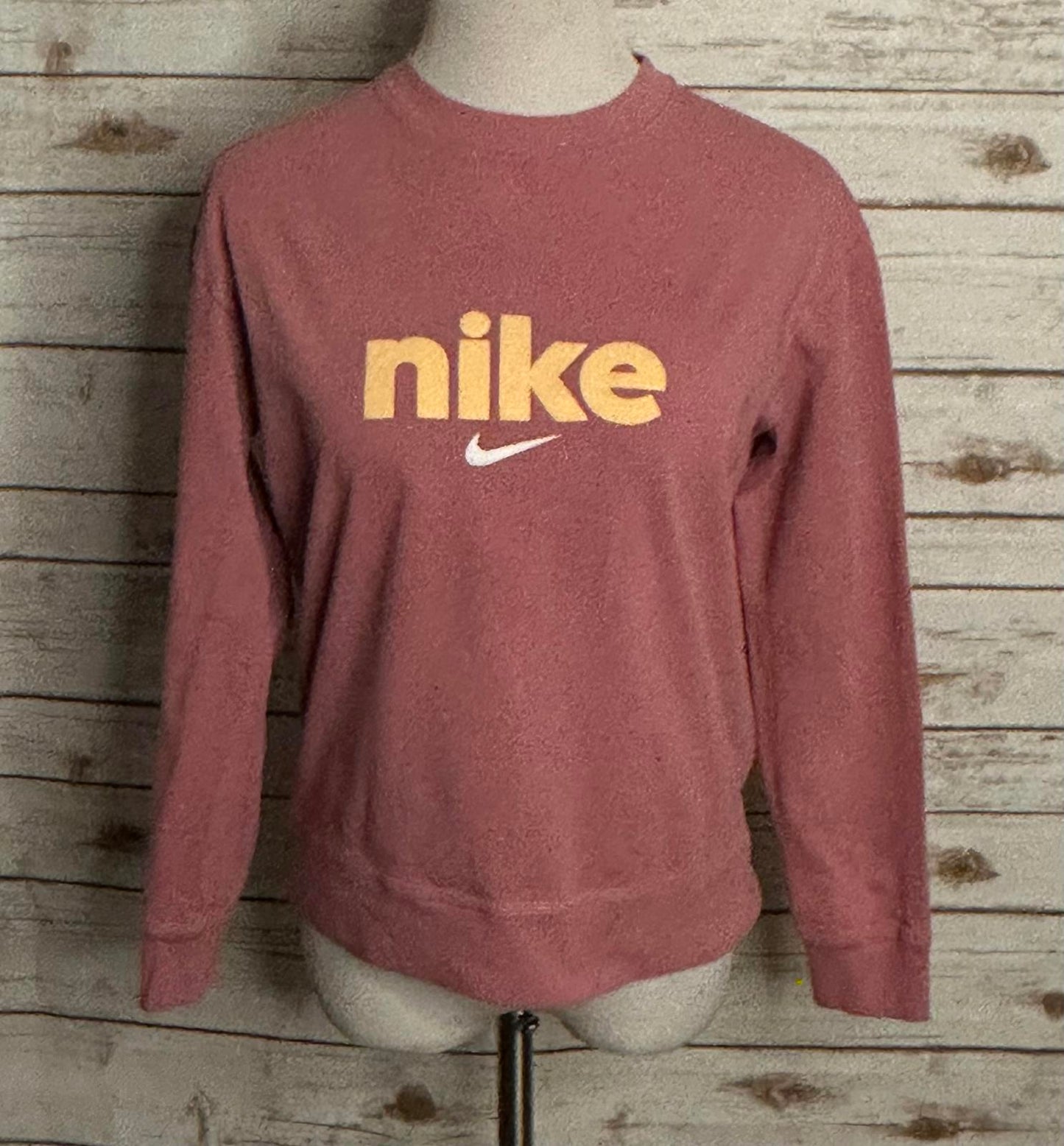 Nike activewear faded pink crewneck logo spellout long sleeve sweatshirt Size M