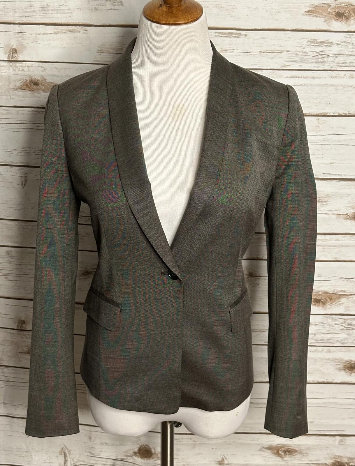 Ann Taylor taupe/brown wool-blend tailored tuxedo-inspired blazer Size 8P