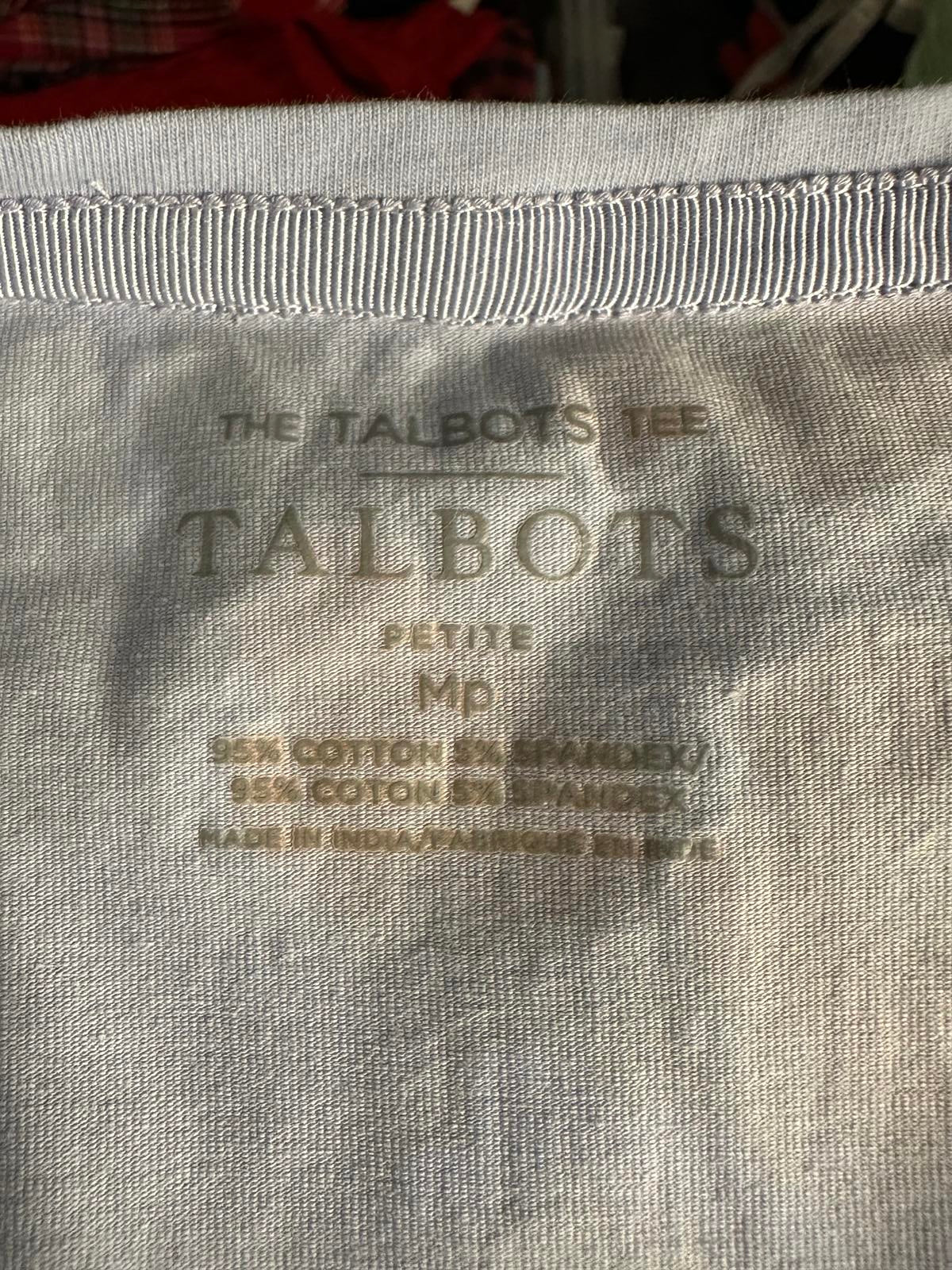 Talbots light blue floral cotton 3/4 length sleeve knit top/t-shirt Size MP