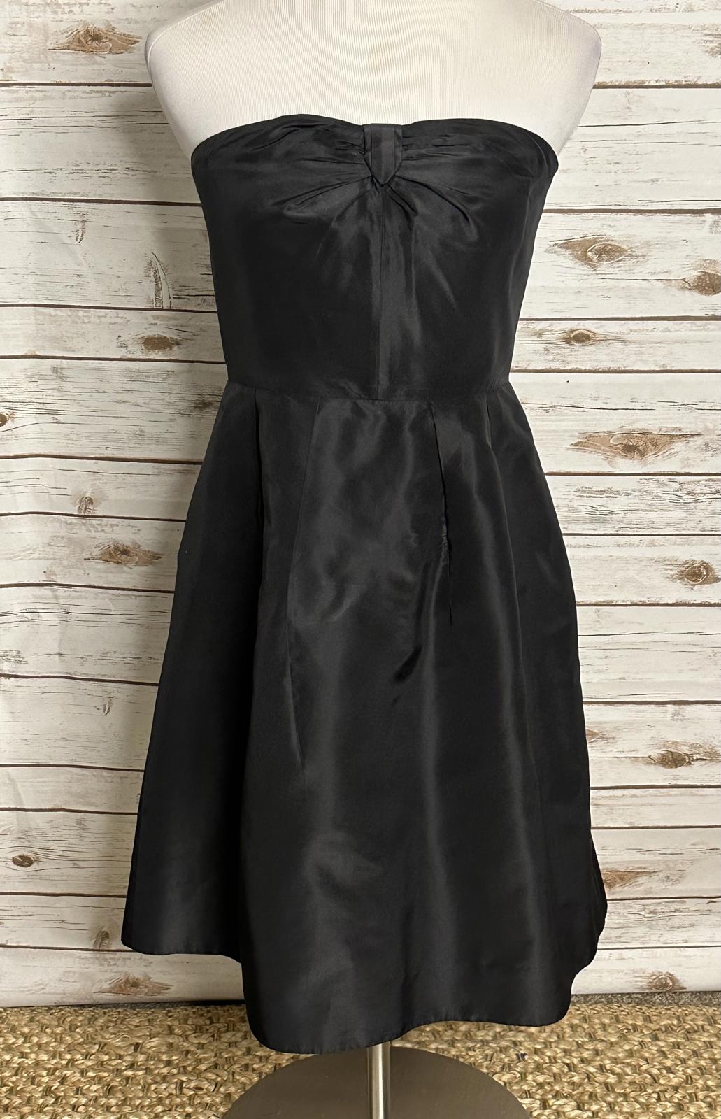 J.Crew classic black LBD strapless silk fit and flare cocktail dress Size 12