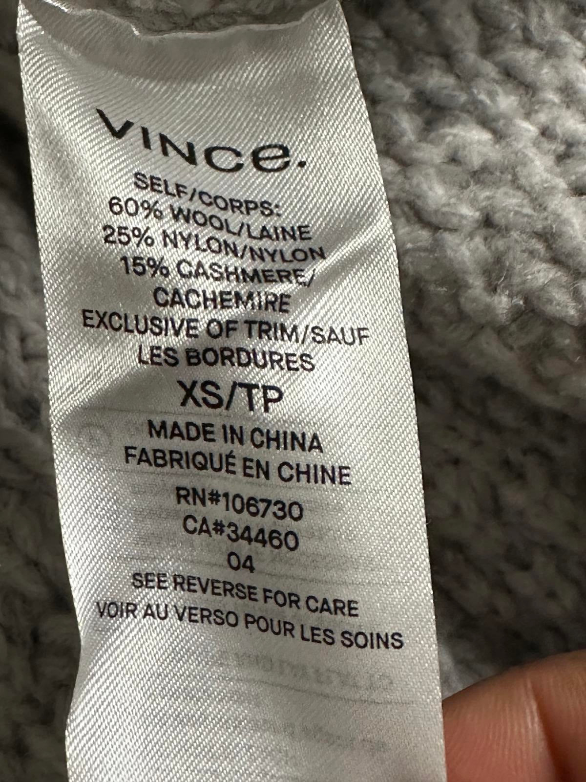 Vince lagenlook wool/cashmere grey chunky textured open cardigan sweater Size XS