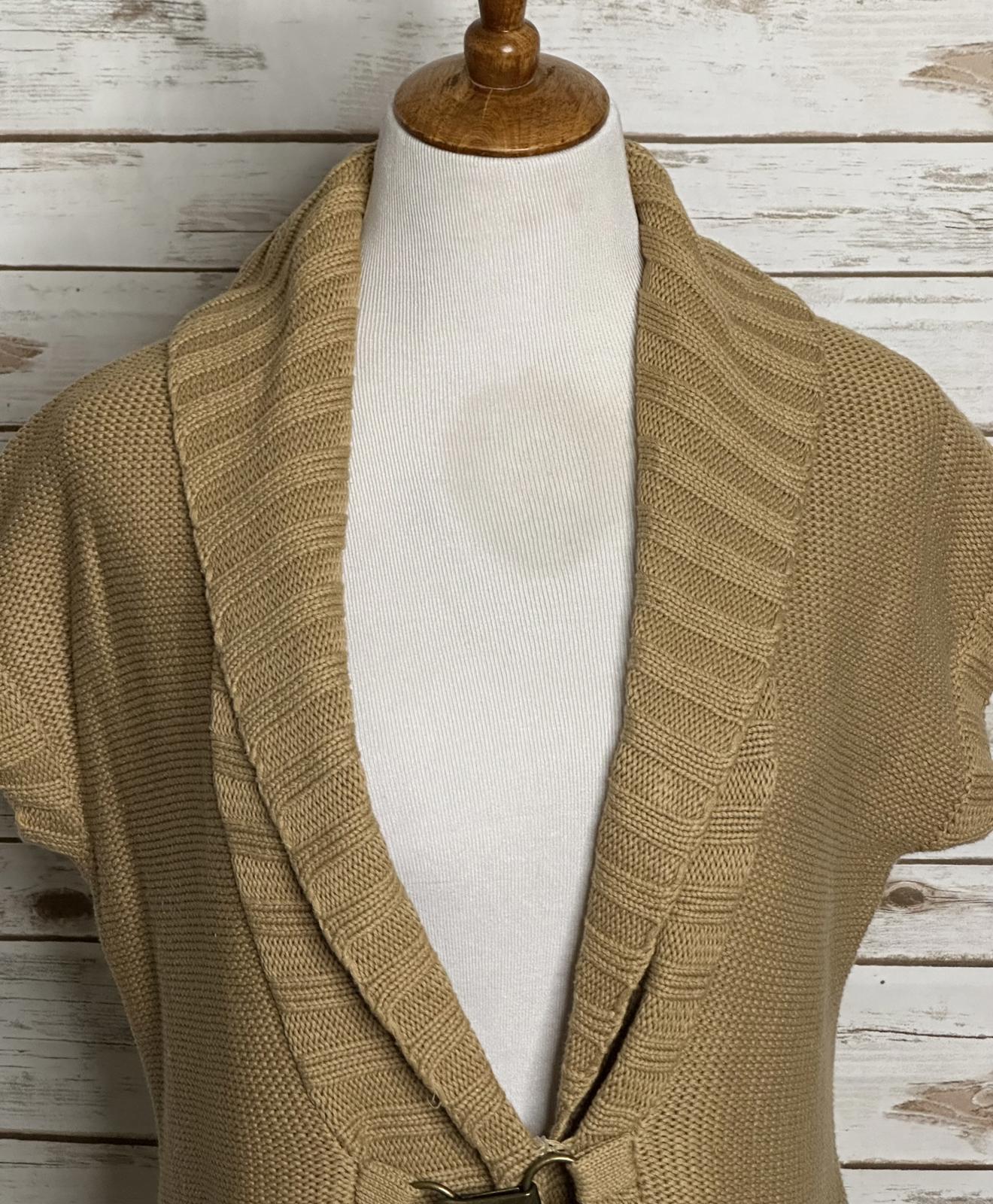 Lauren Ralph Lauren tan linen/cotton shawl collar toggle cardigan sweater Medium